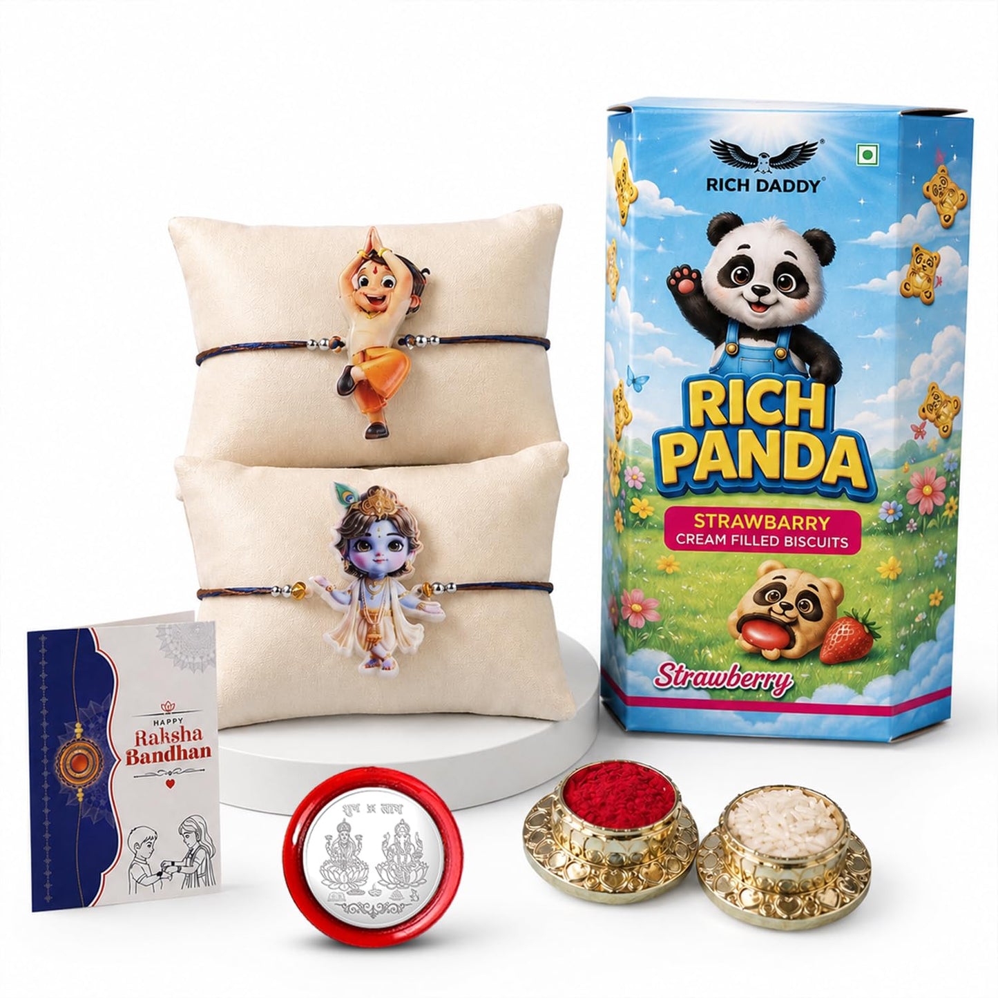 Kids Warrior Boy with Rakhi for Brother with Strawberry Biscuit 60gm, Pack of 6