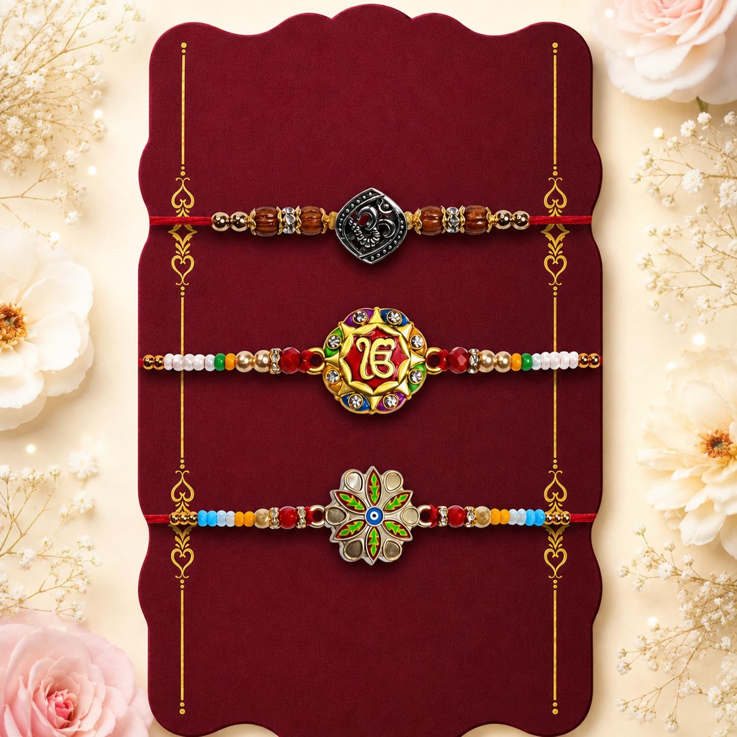 OM Rakhi for Brother with Coffee Almond 96gm - Raksha Bandhan Gift Set, Pack of 7