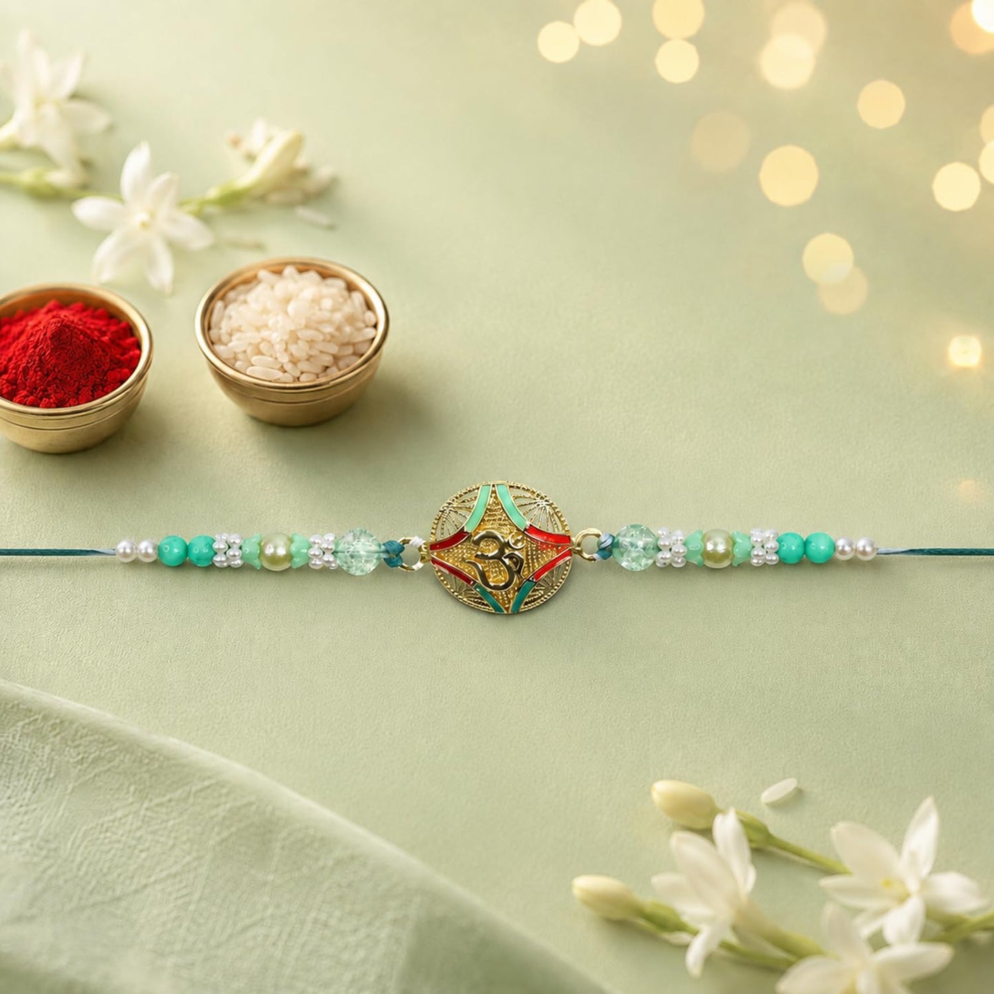 Peacock Rakhi for Brother with Pooja Thali - Raksha Bandhan Gift Set, Pack of 7