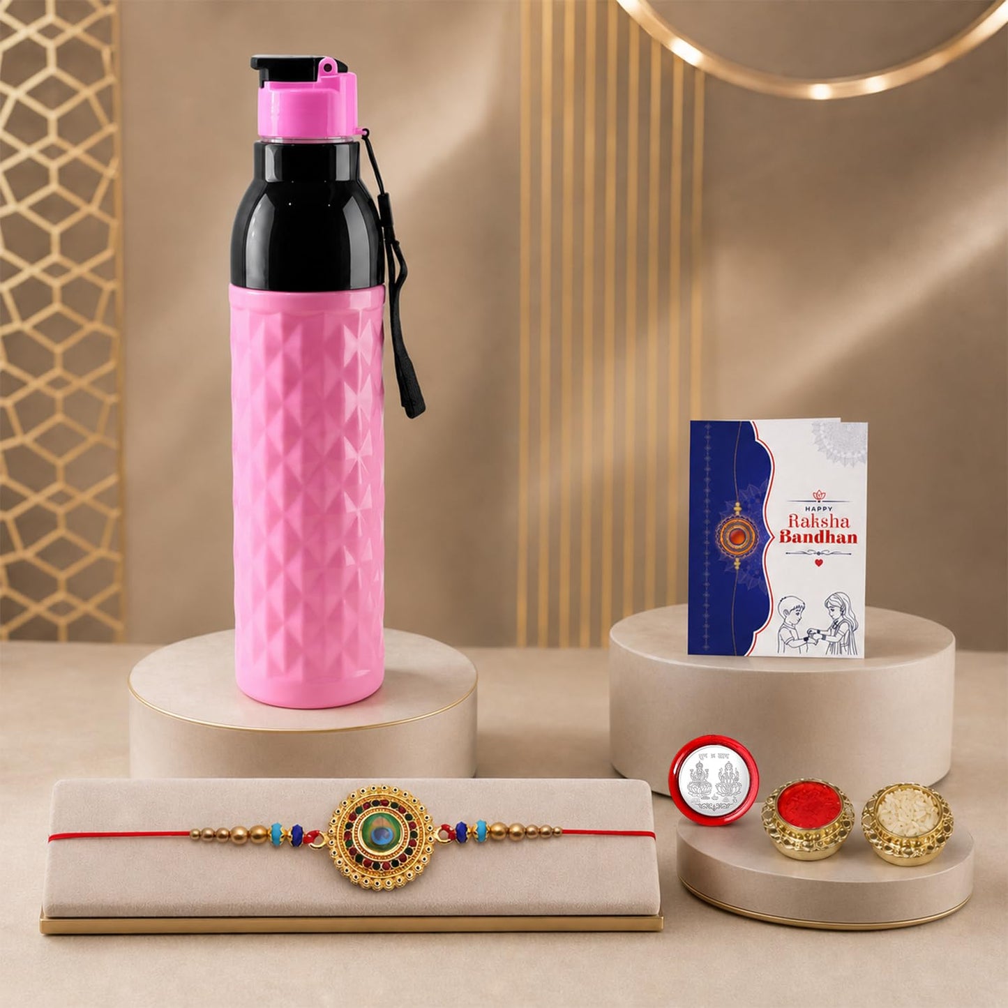 Rakhi for Brother with Water Bottle-1000ml - Raksha Bandhan Gift Set, Pack of 5