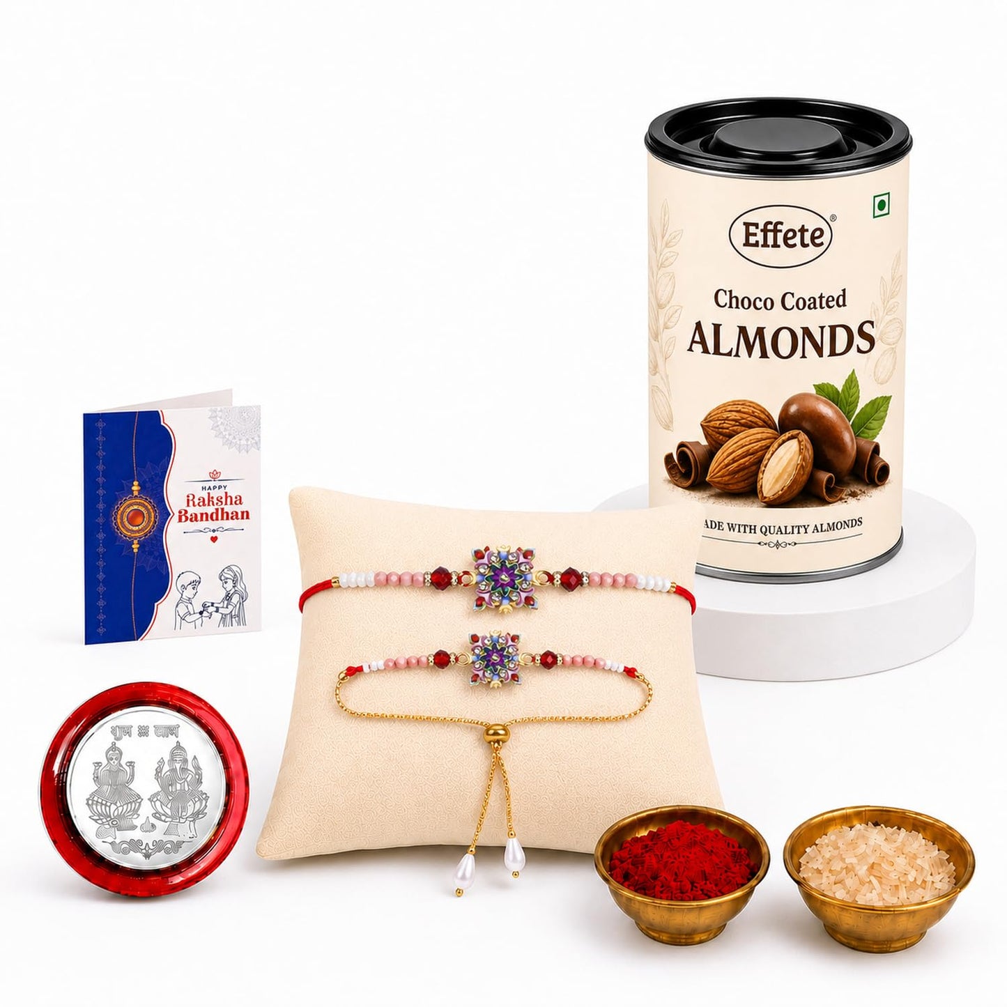 Rakhi for Brother with Chocolate Almonds 96gm - Raksha Bandhan Gift, Pack of 5