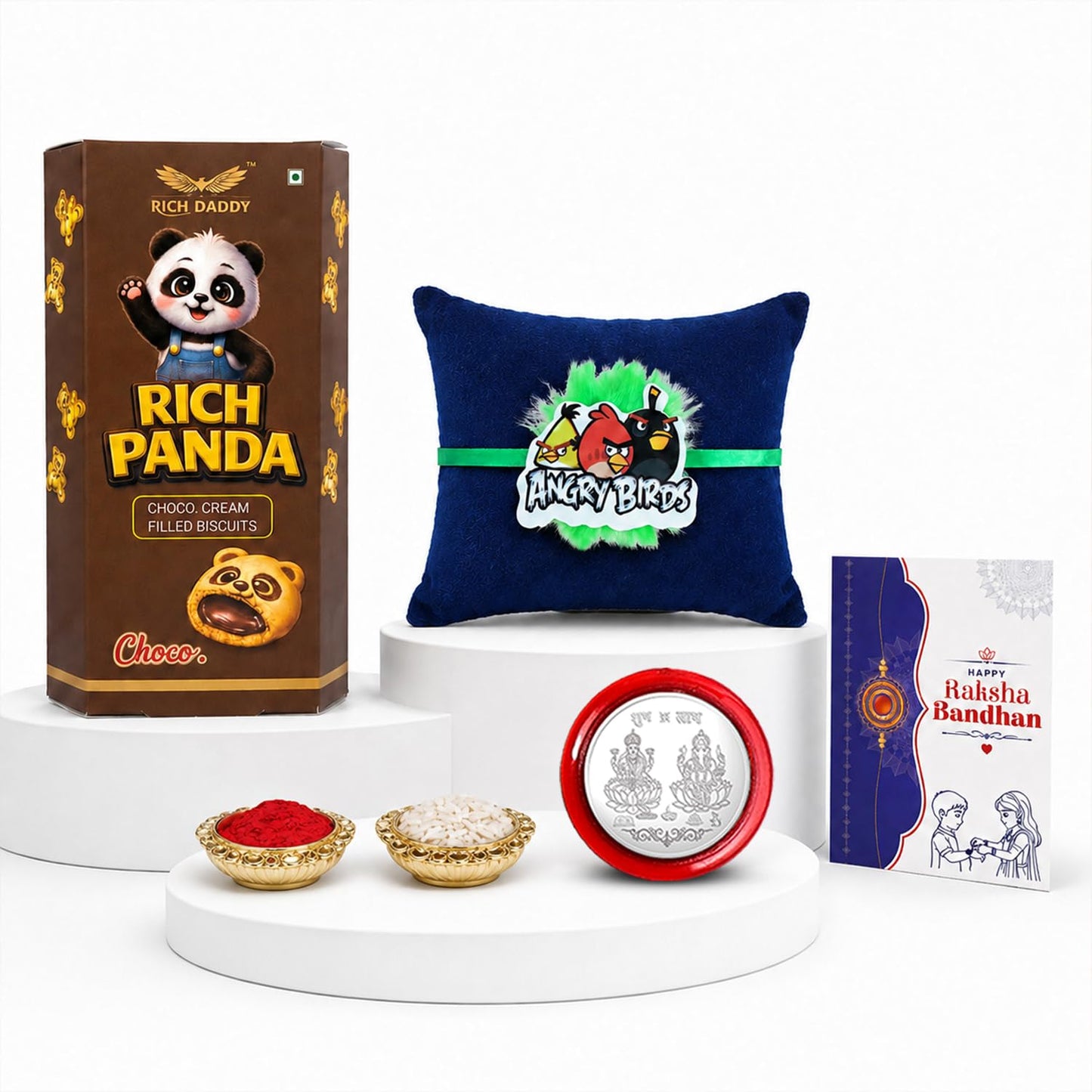 Kids Flying Bird Rakhi for Brother with Chocolate Cream Biscuit 60gm, Pack of 5