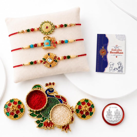 Round Shape, Ganesha, Kids Multicolor Rakhi for Brother & Bhaiya | Pack of 7