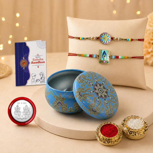 Designer Elegant Multicolor Floral & Feather Rakhi Combo for Brother | Pack of 6