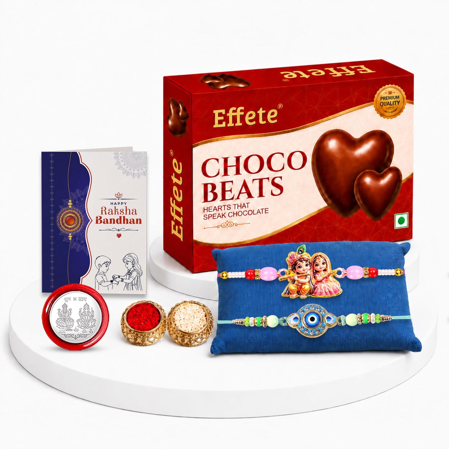 Krishna Radha, Evil Eye Rakhi Combo - Raksha Bandhan Gift with Choco Beats 32gm, Pack of 6