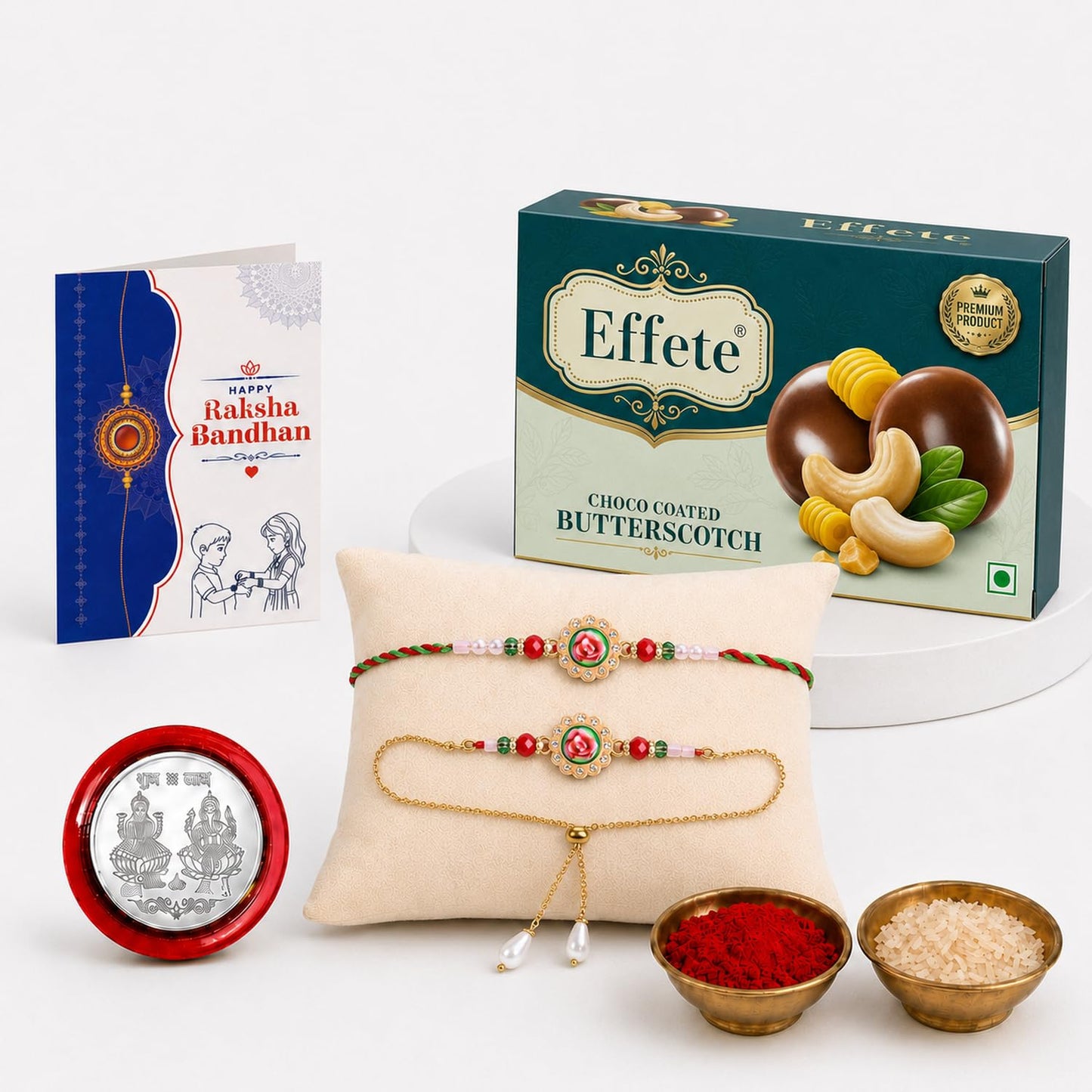 Rakhi for Brother with Butter Scotch 32gm - Rakshabandhan Gift Set, Pack of 5