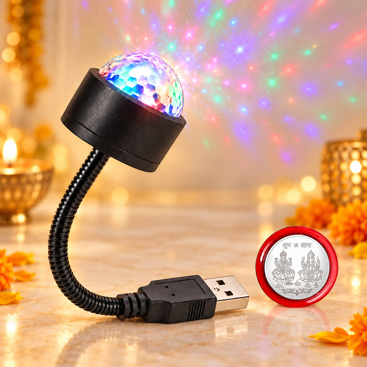 USB Star Galaxy Light & Pistachio Wafer Rolls Festive Gift Hamper