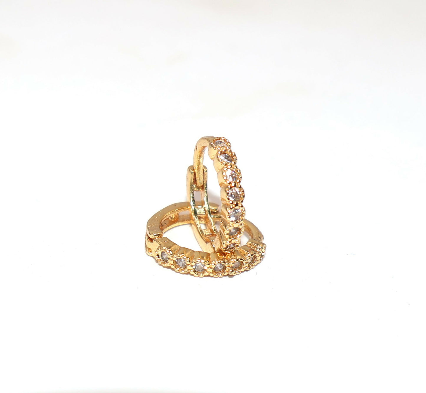 Gold Plated AD Bali Cluster Huggie Hoop Earrings kan ki Bali Combo Pack of 2