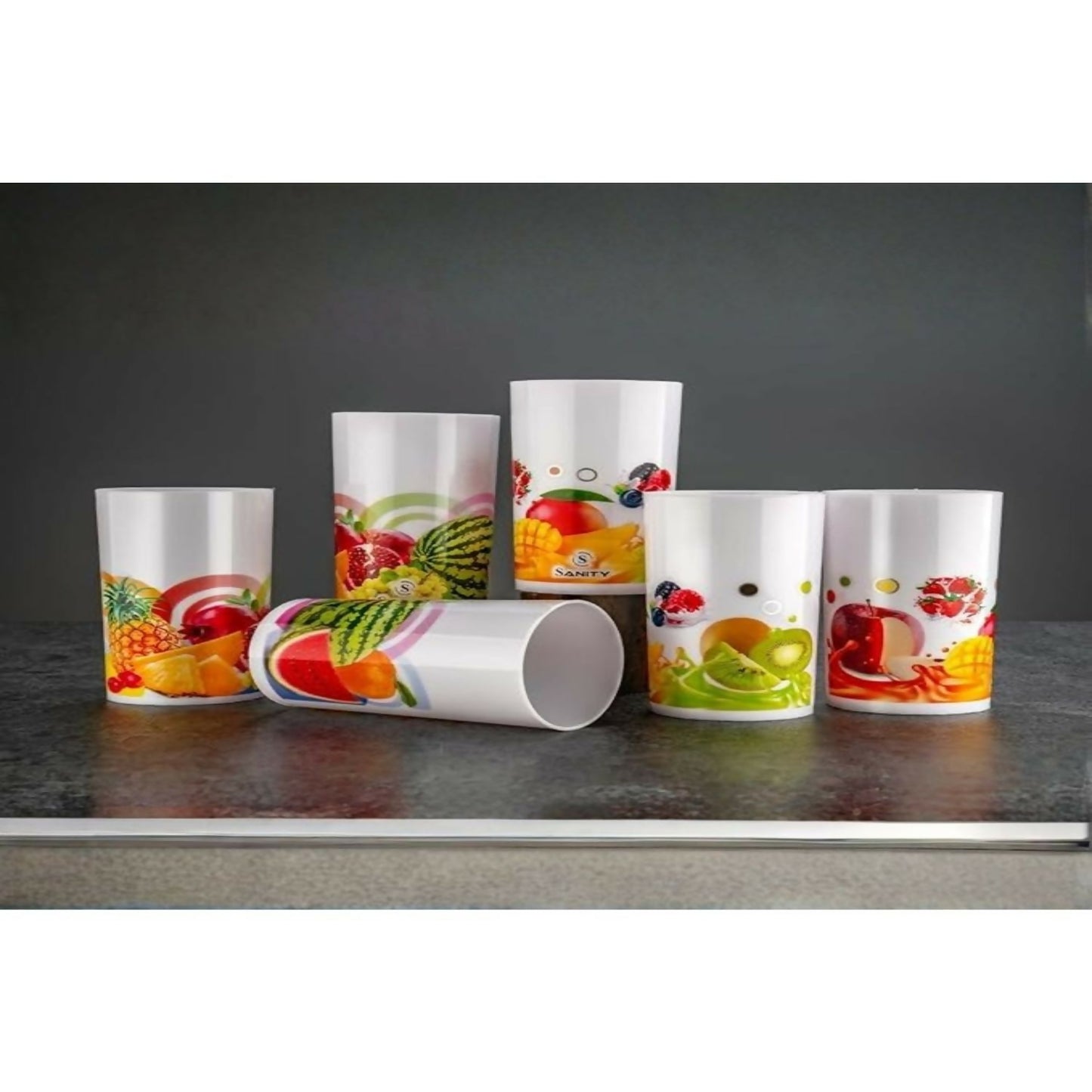 Fruit Print Design glass (pack of 6 )