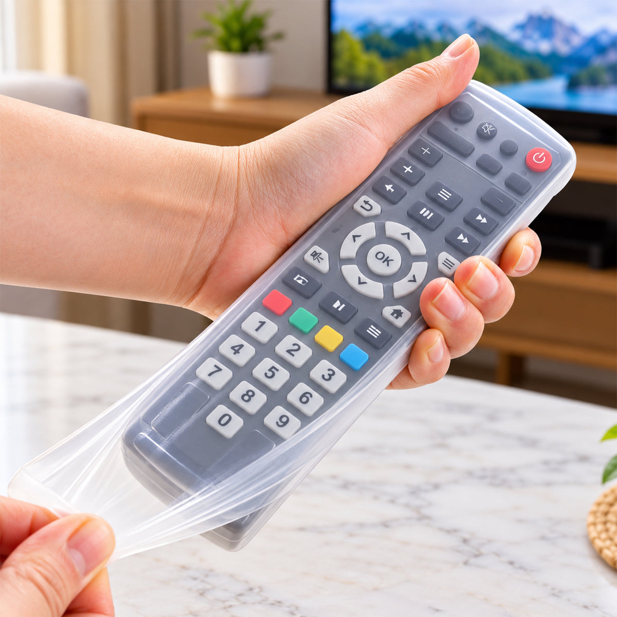 Large silicone remote control cover - stretchable sleeve