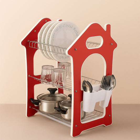 रसोई के लिए डिश रैक 3 लेयर डिश ड्रेनर रैक स्टेनलेस स्टील क्रॉकरी होल्डर कटलरी प्लेट होल्डर ग्लास बर्तन स्टोरेज ऑर्गनाइज़ करें