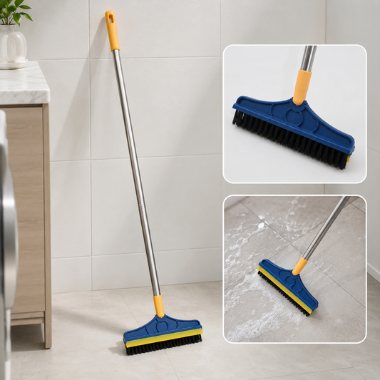 Floor Cleaning Brush – Long Handle 2-in-1 Wiper & Scrubber | Velvet Wipe