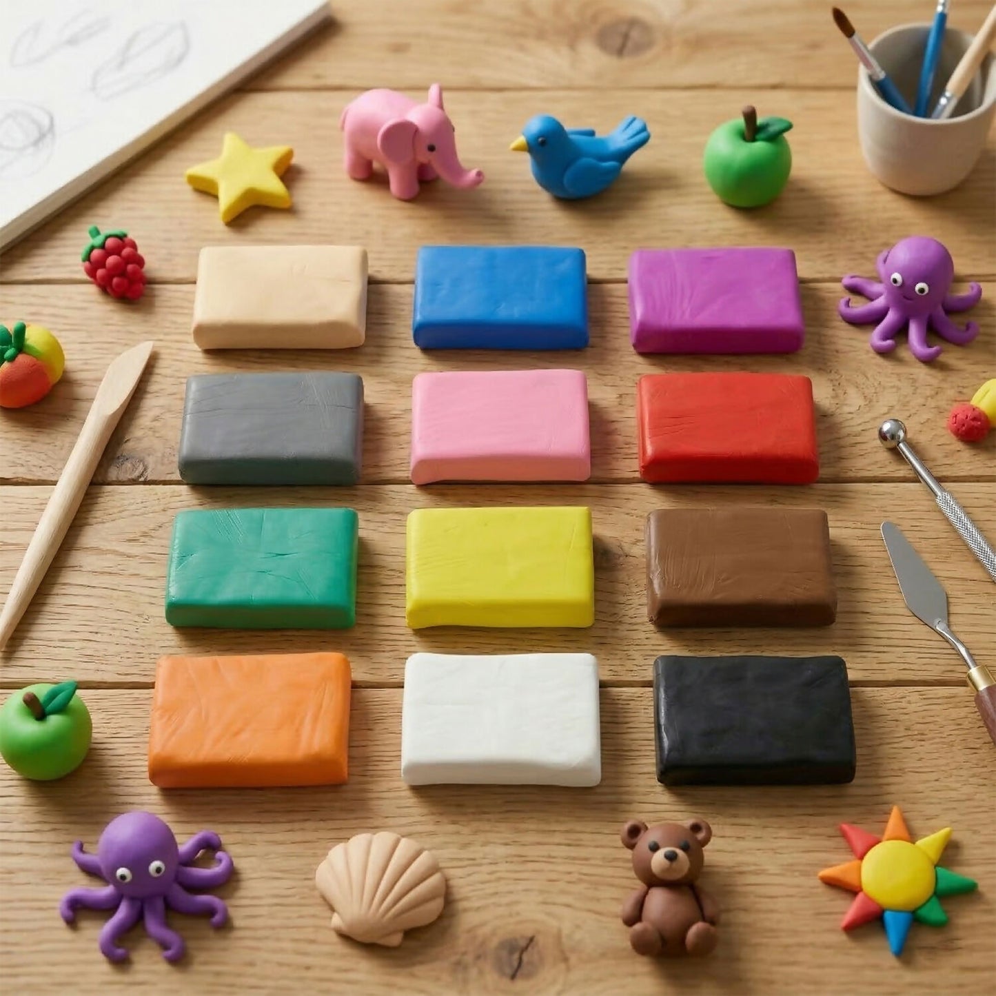 Nara 12 Color Modelling Clay Kit, Soft Creative Play Dough Set for Kids (60 Gm/24 Bars)