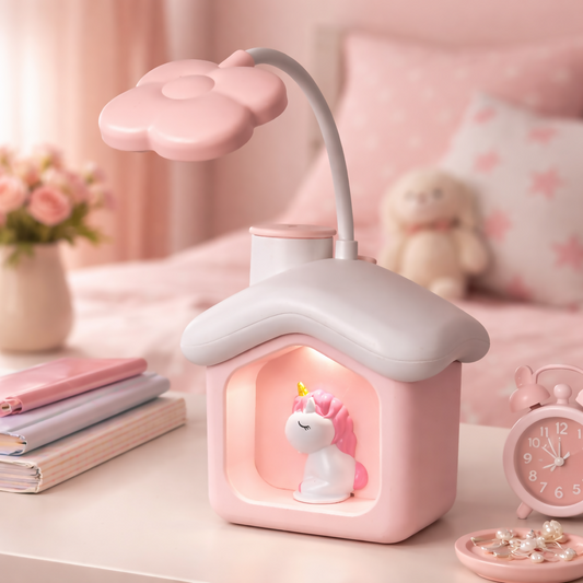 Cute LED Desk Lamp with Storage Box, Kids Study Night Light for Bedroom (PIGGY BANK LAMP)