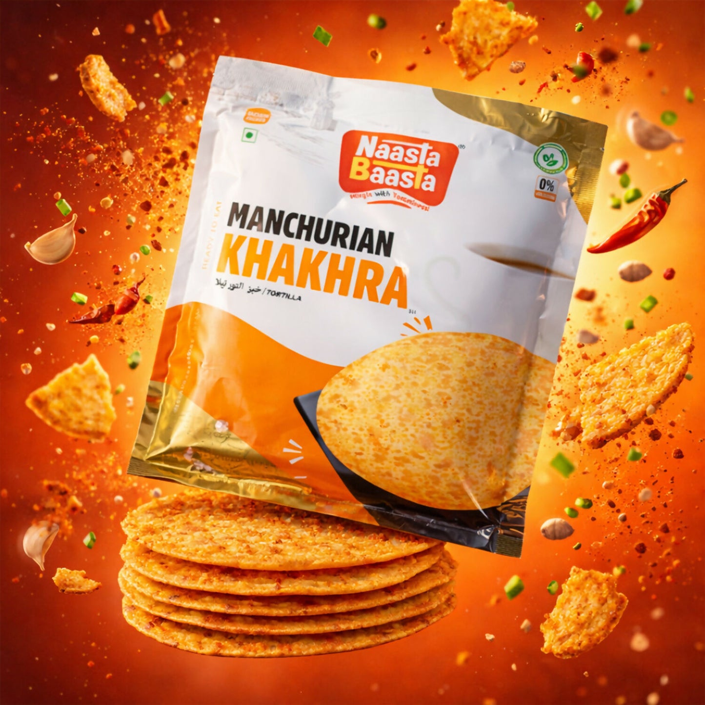 Naasta Baasta Manchurian Khakhra Healthy & Delicious Ready to Eat Crispy Fusion Snack(200gm)