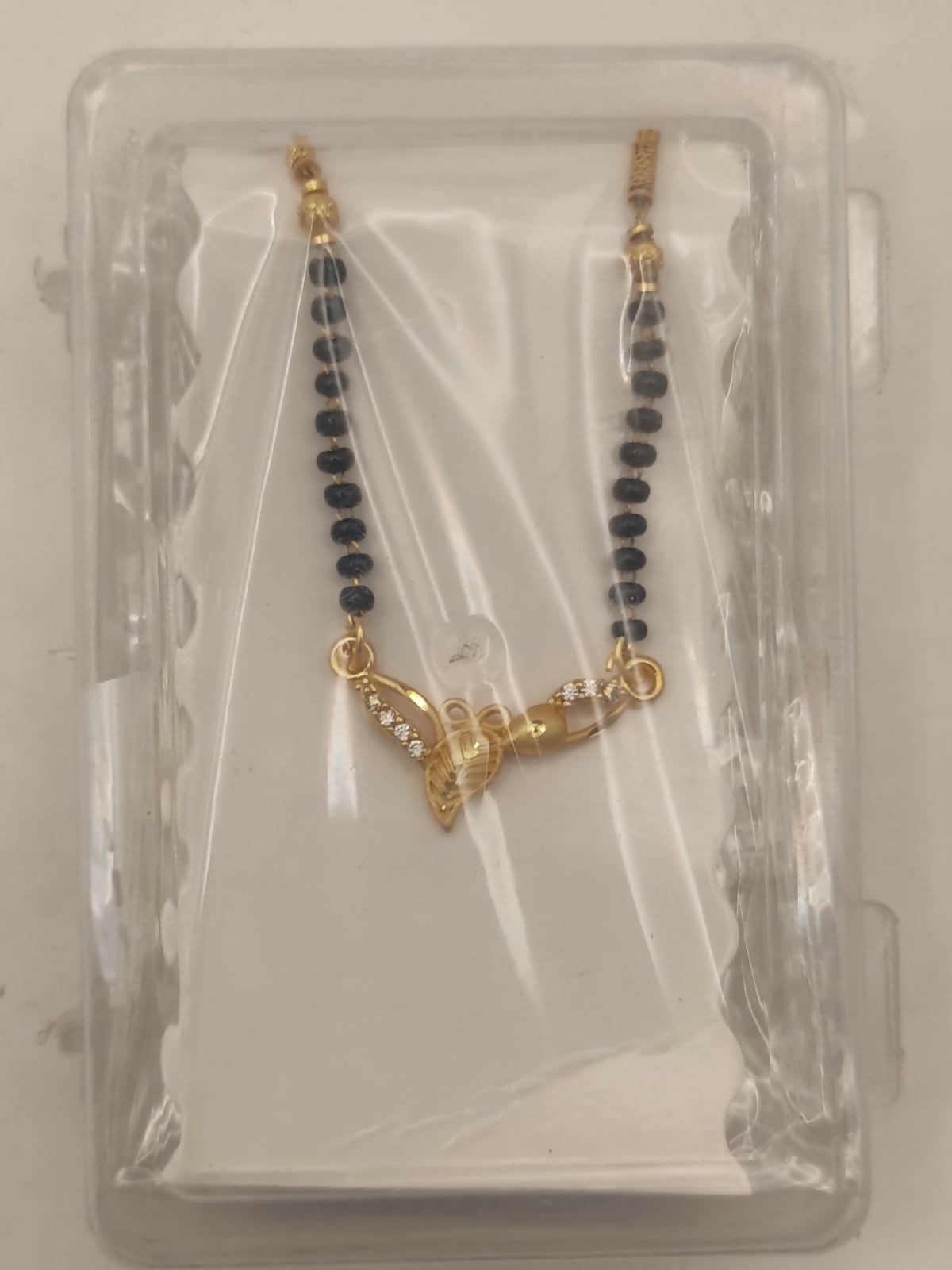 Gold Plated AD Leaf Pendant Mangalsutra for Women