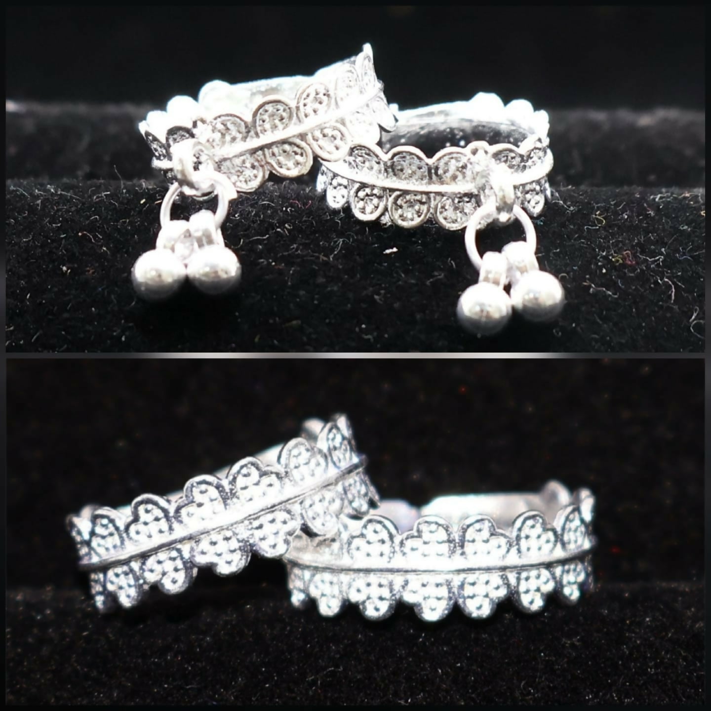 Traditional Oxidized Silver Toe Rings bichiya with Ghungroo for woman and girl Combo Pack of 2