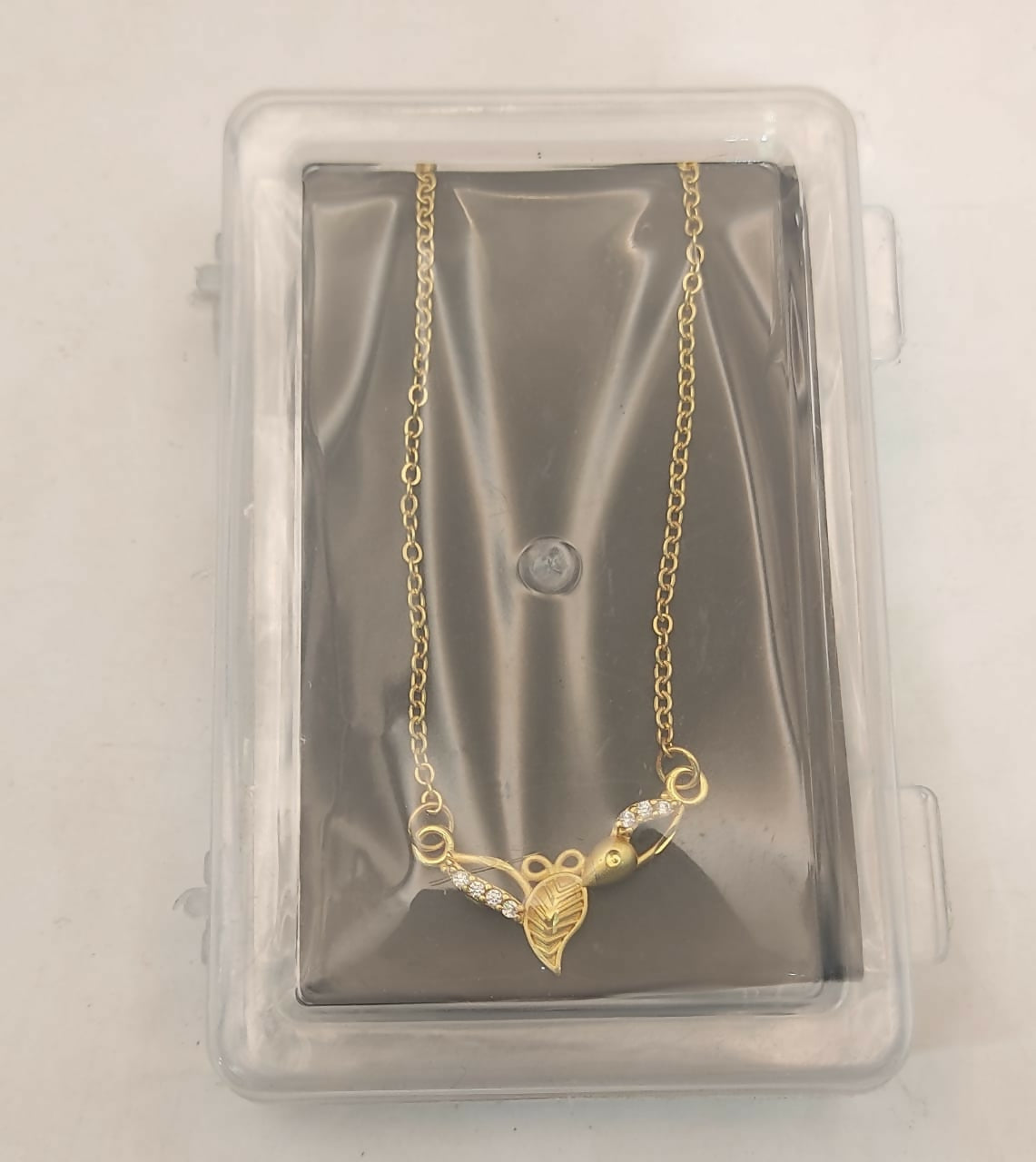 Gold Plated Floral Leaf Necklace with AD For women and girls