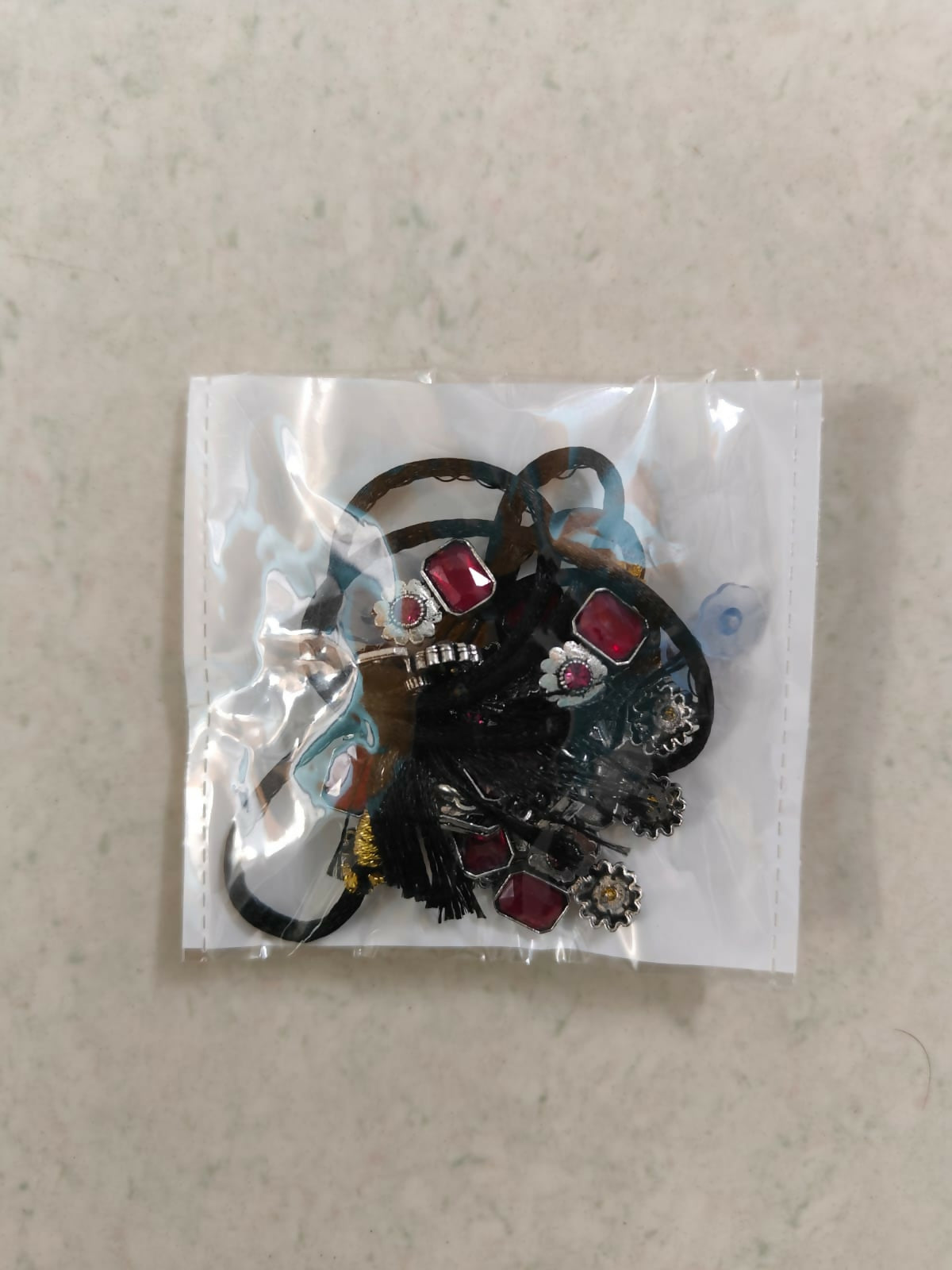 Vintage Silver-Toned Choker Set with Ruby Pink Stones