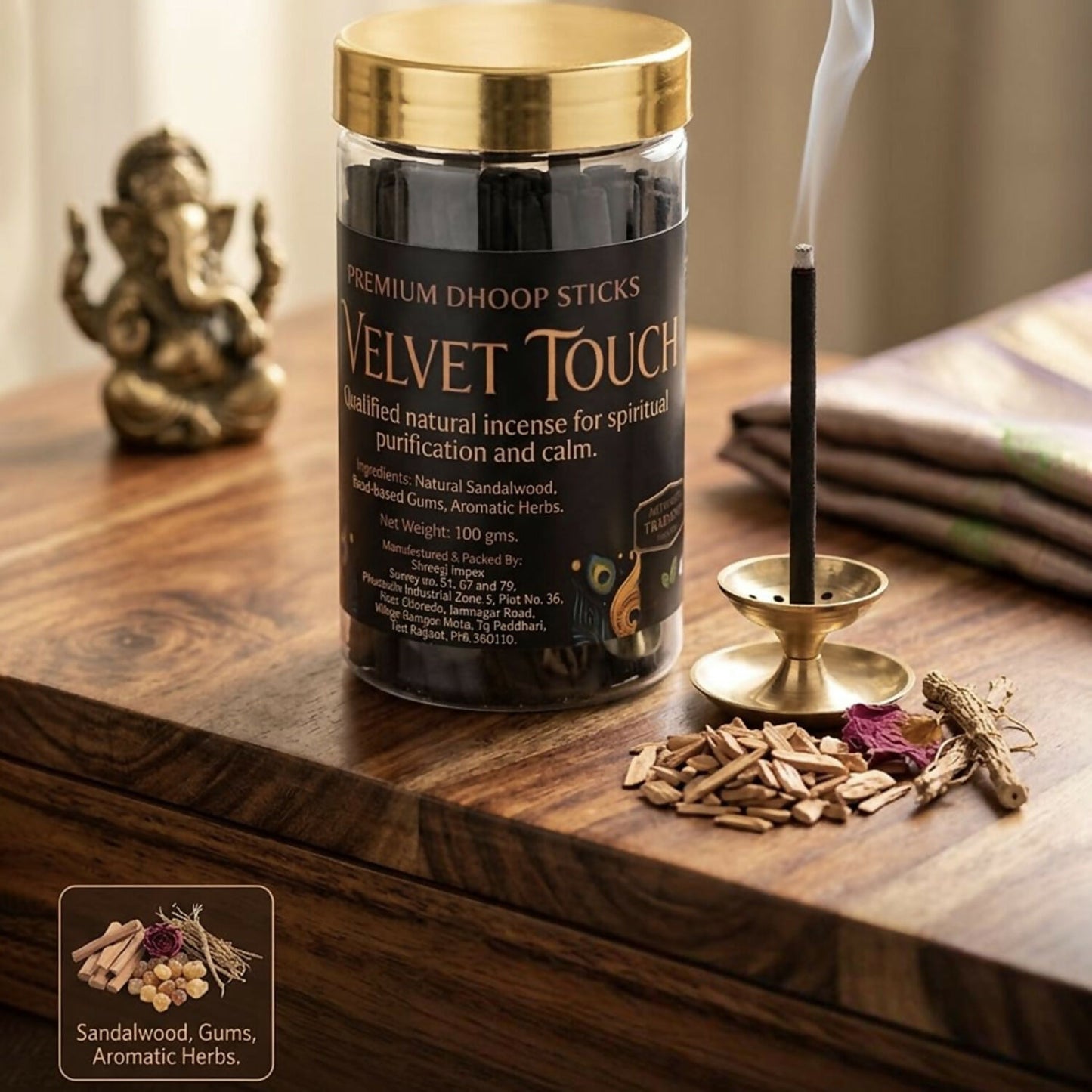 Velvet Touch Dhoop Sticks packaging and sticks together