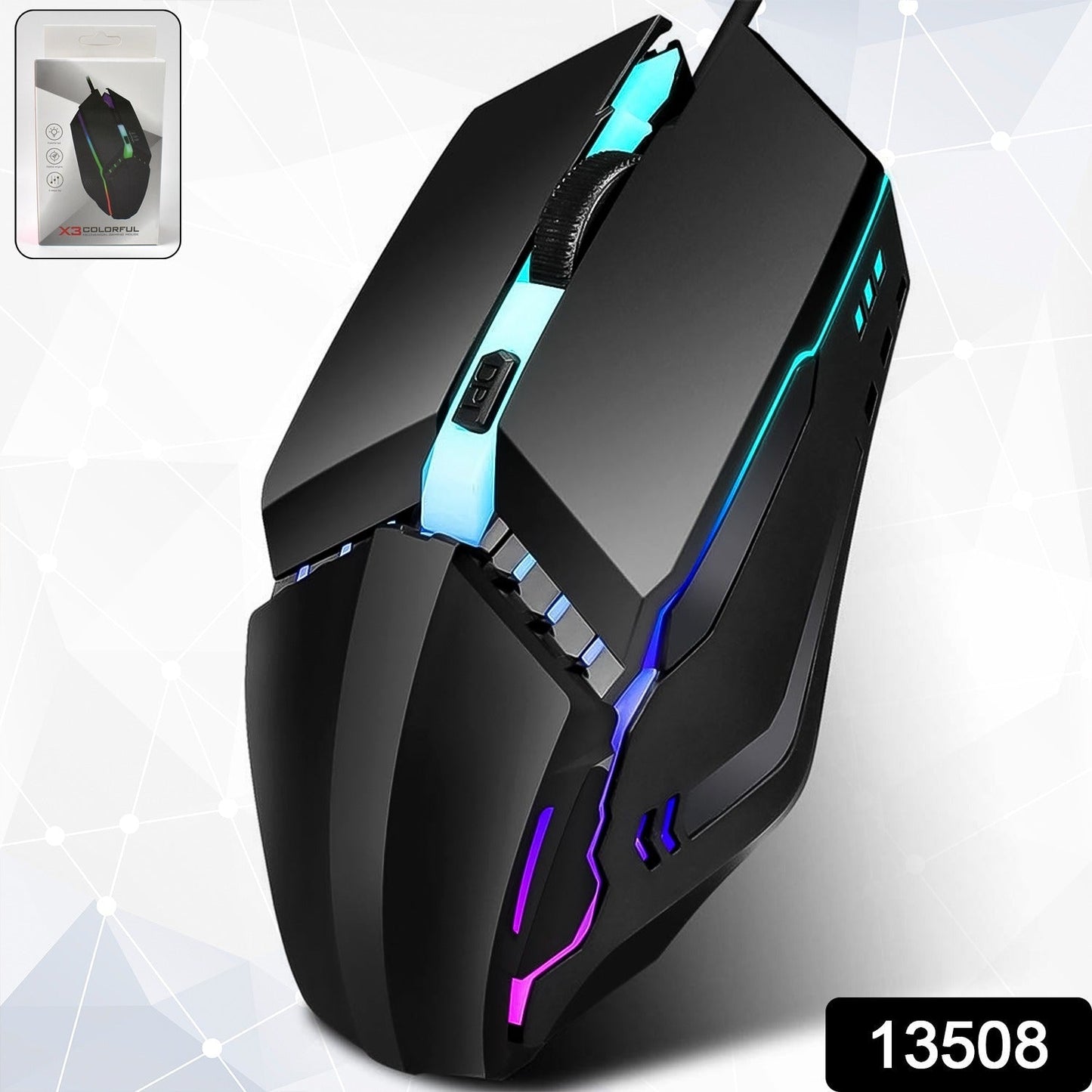Side view of ErgoStrike wired gaming mouse
