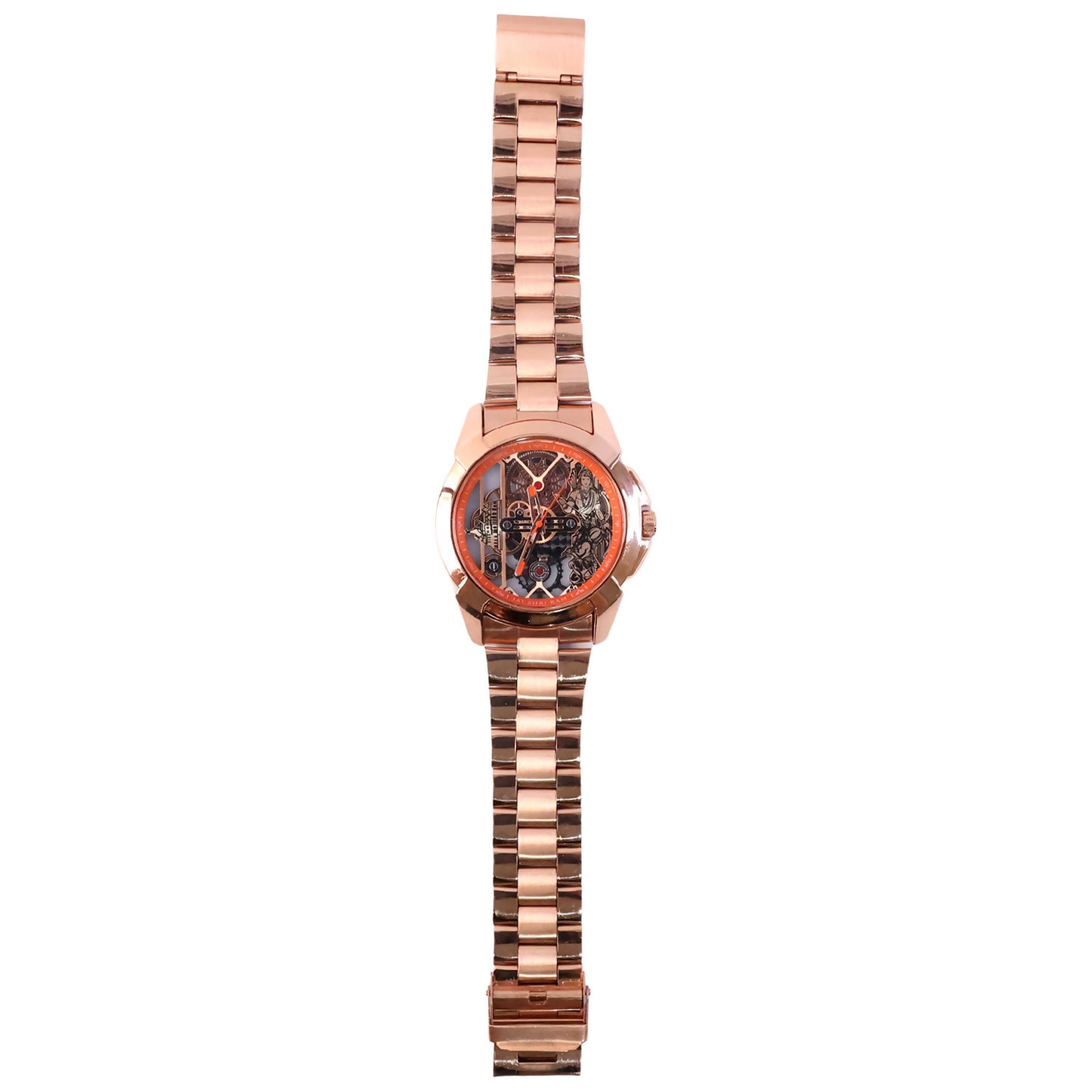 Jai Shri Ram rose gold watch dial with stone work