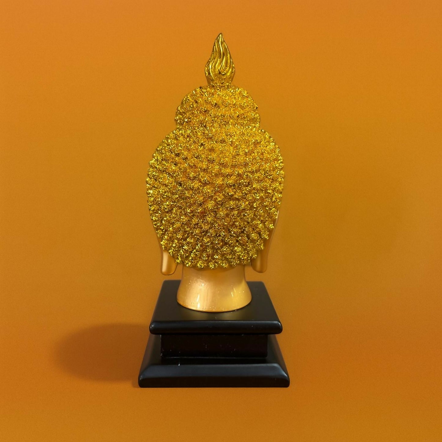 Golden Buddha Head Idol on Black Base | Meditating Buddha Decorative Showpiece for Home, Office, Living Room, Temple & Gift | Spiritual Feng Shui Buddha Statue for Peace & Positivity