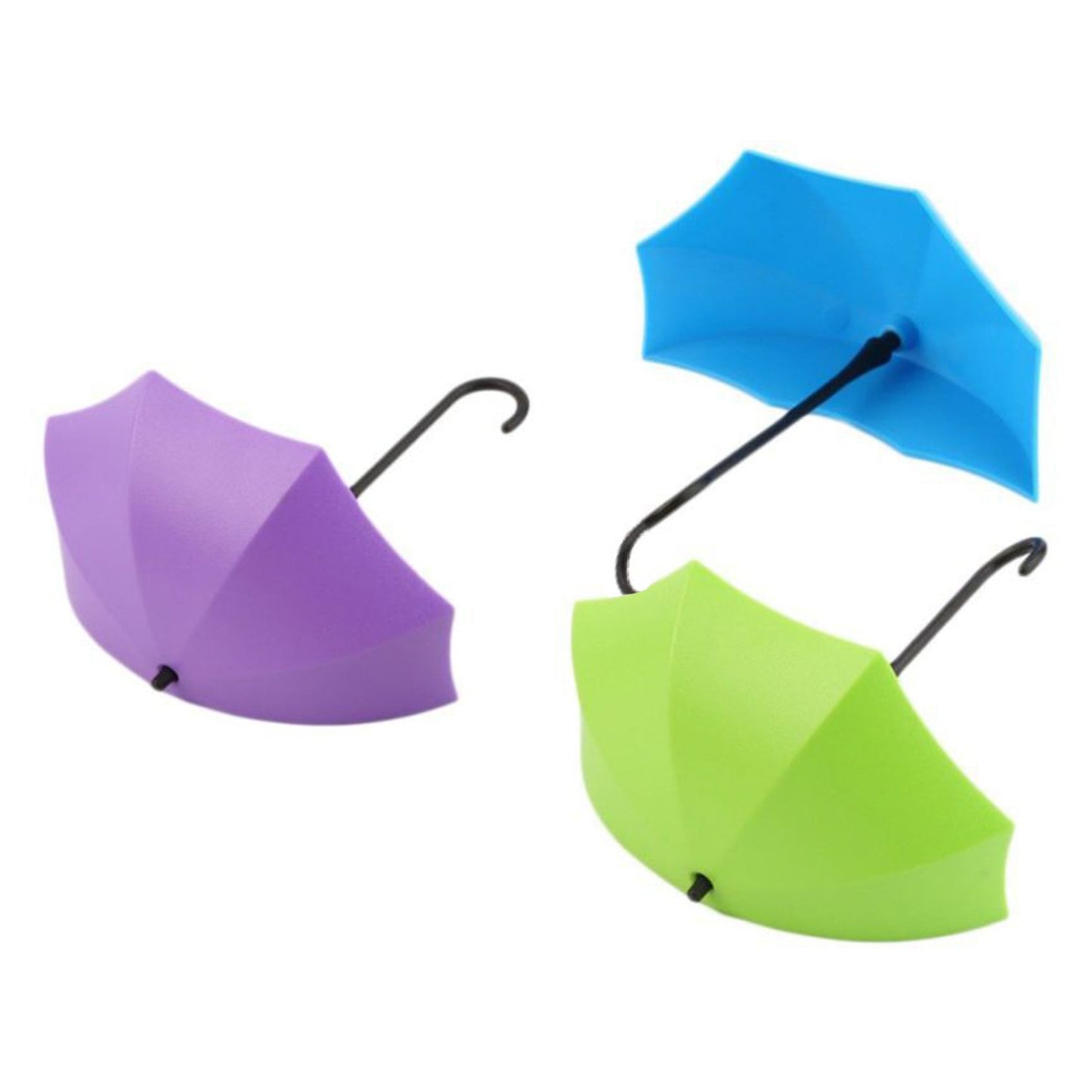 Umbrella wall hook holding bathroom and kitchen items