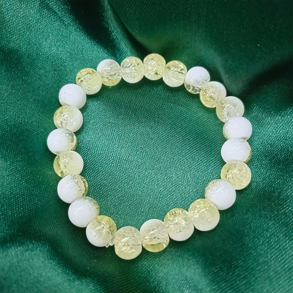 Crystal Crackle Glass Beads Stretch Bracelet
