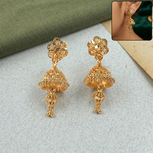 Royal Traditional Gold Jhumka Earrings for Wedding & Party Wear