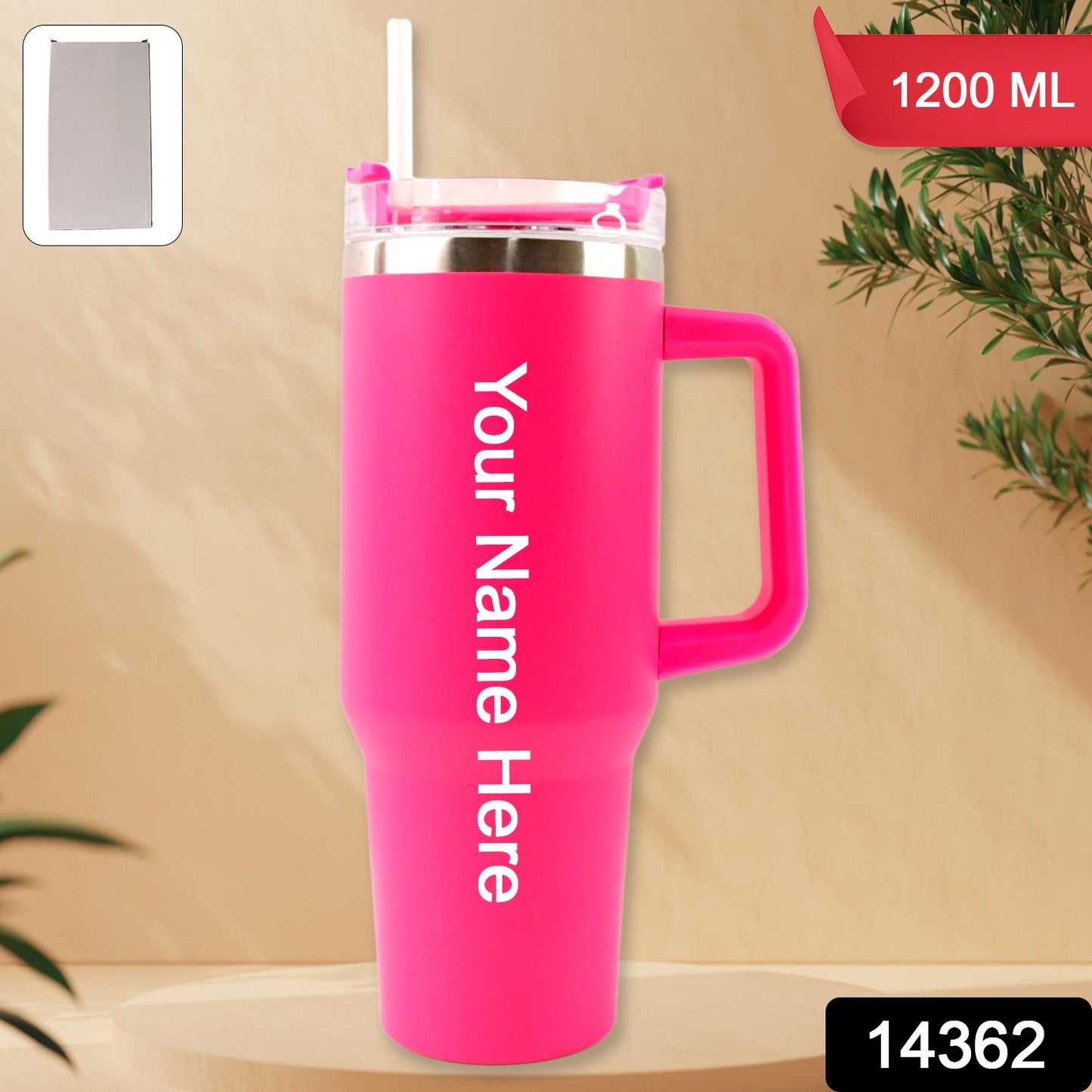 Customize / personalized Pink Extra Large Insulated Travel Mug (1200ML - 1 Pc)