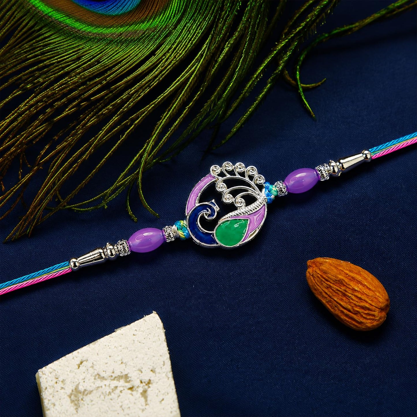 Radhe Rakhi for Brother with Dryfruits 96gm - Raksha Bandhan Gift Set, Pack of 7