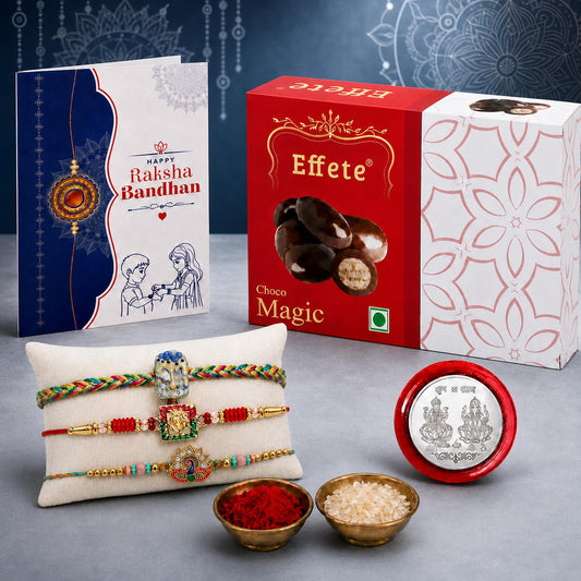 Rakhi with Chocolate for Brother combo set for Raksha Bandhan.