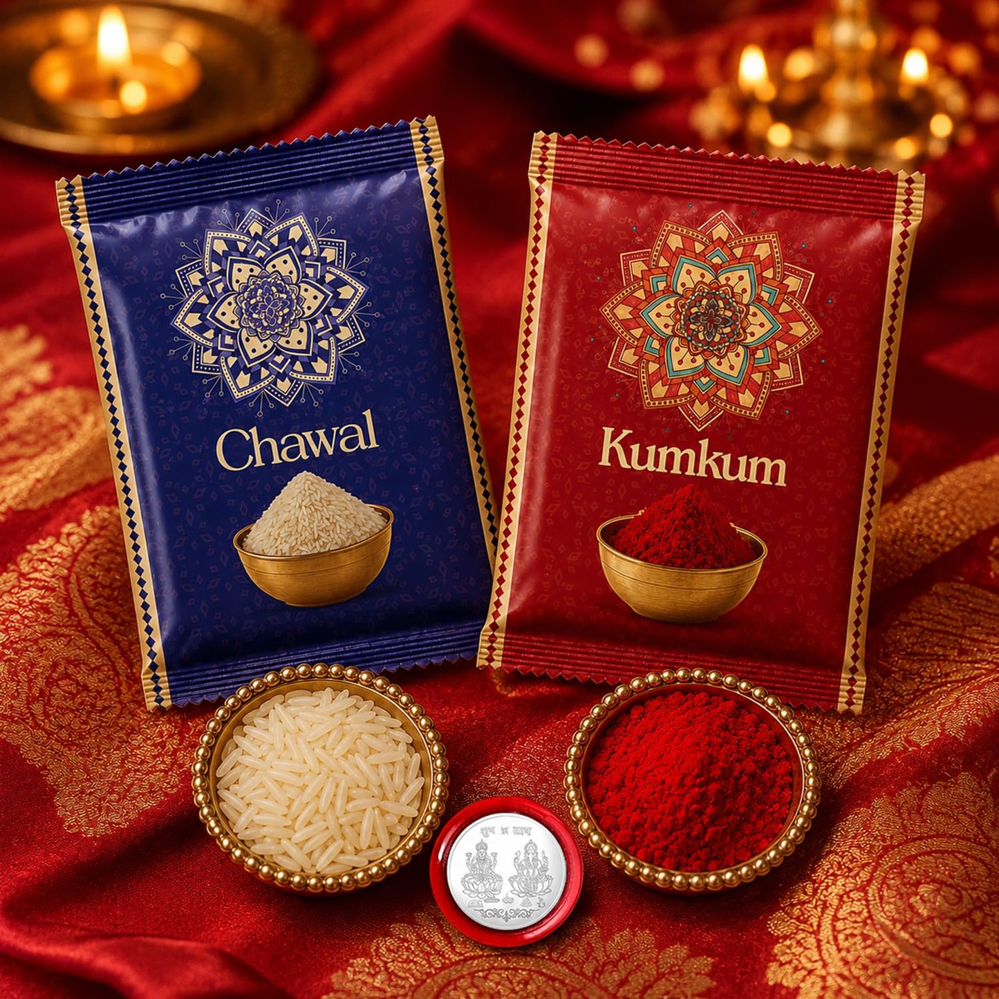 Roumd Rakhi for Brother with Coffee Mug - Raksha Bandhan Gift Set, Pack of 5