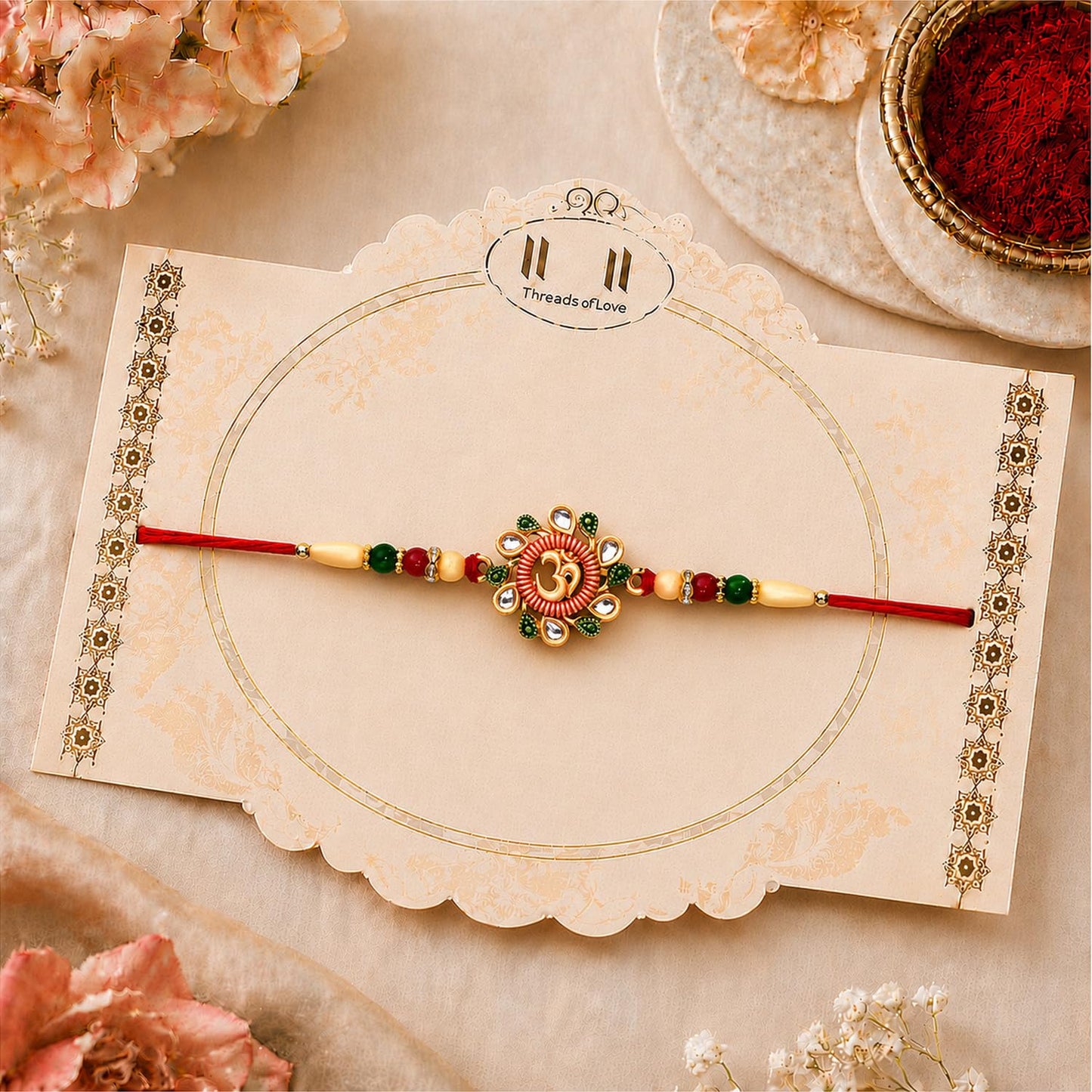 OM Rakhi for Brother with Chocolate 32gm - Raksha Bandhan Gift Set, Pack of 5