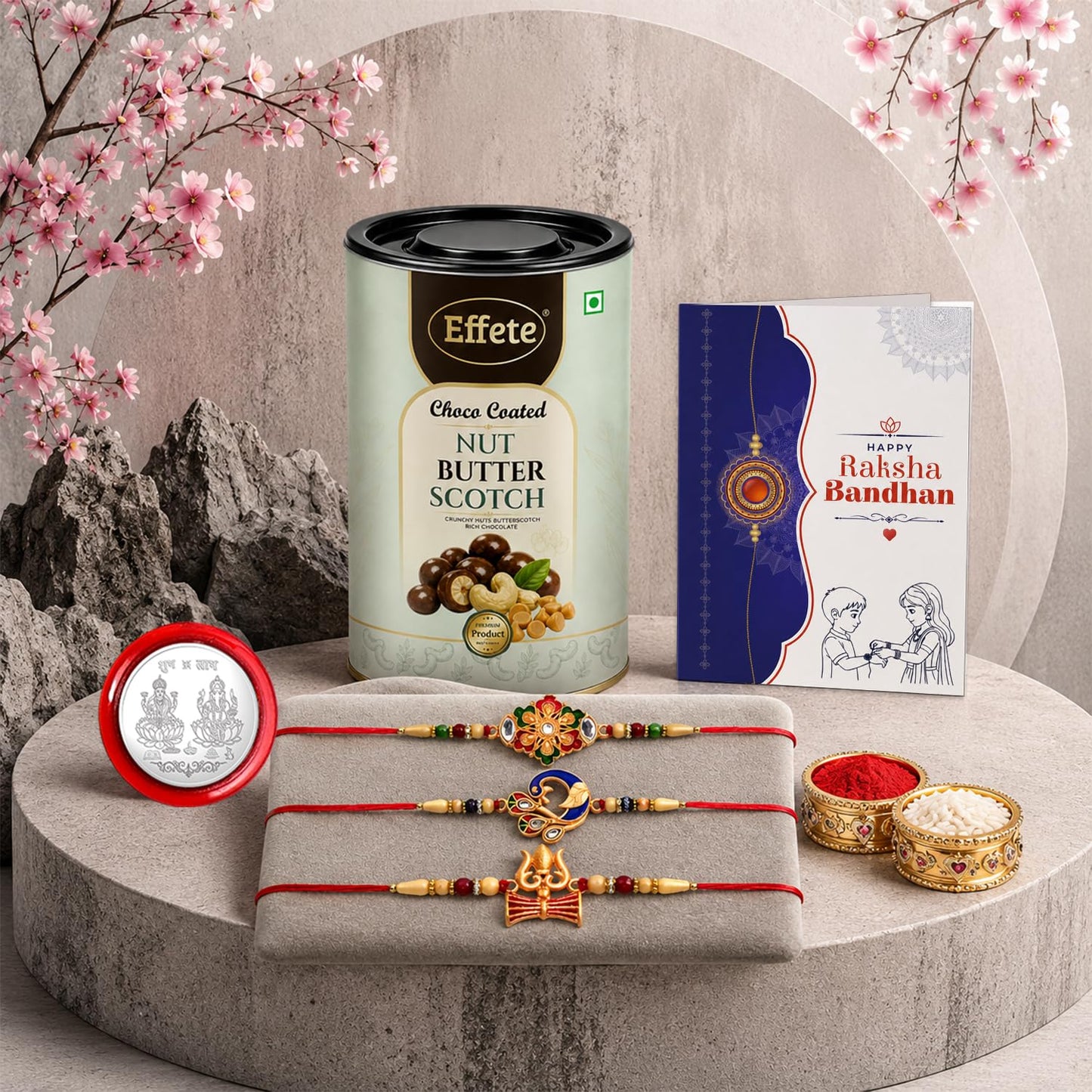 Rakhi for Brother with Butter Scotch 96gm - Rakshabandhan Gift Set, Pack of 7