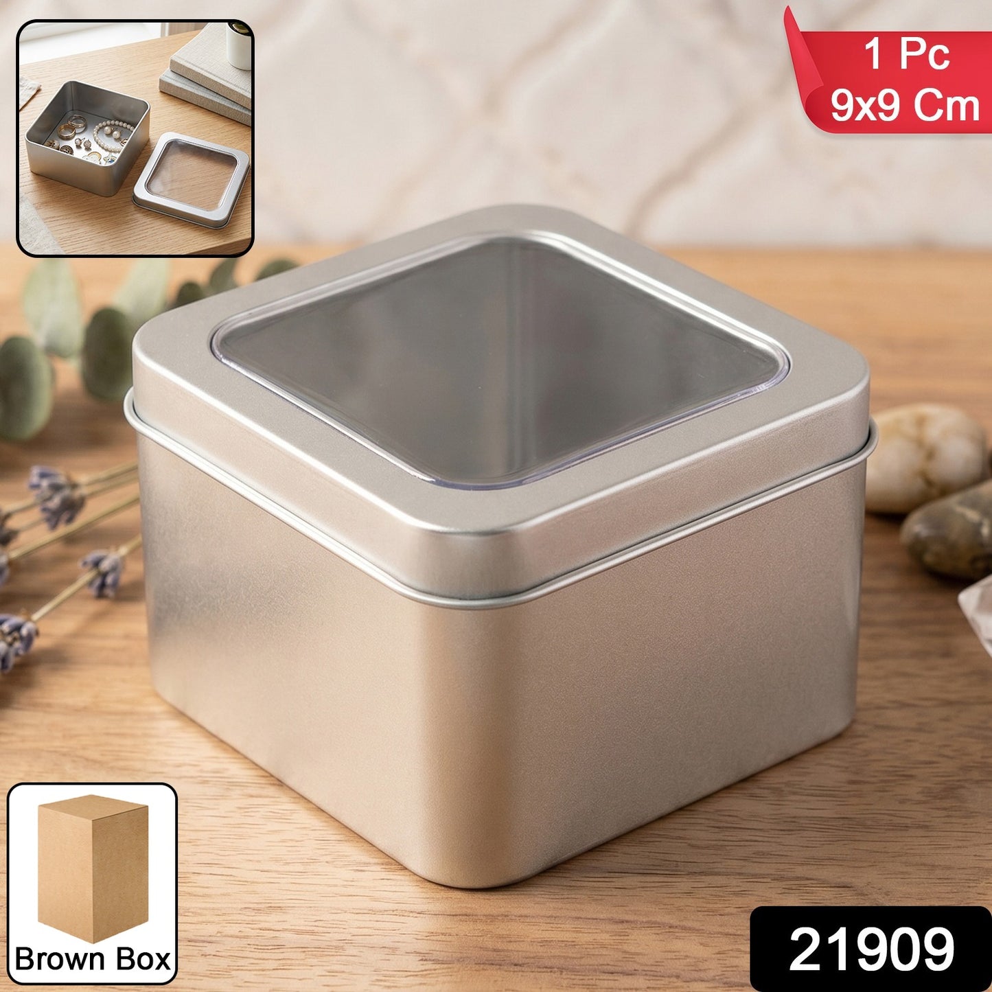 Storage Tin Box – Durable, Clear-Window with Secure Lid for Small Items