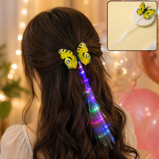 LED Butterfly Hair Braid Clip – Light-Up Party Accessory