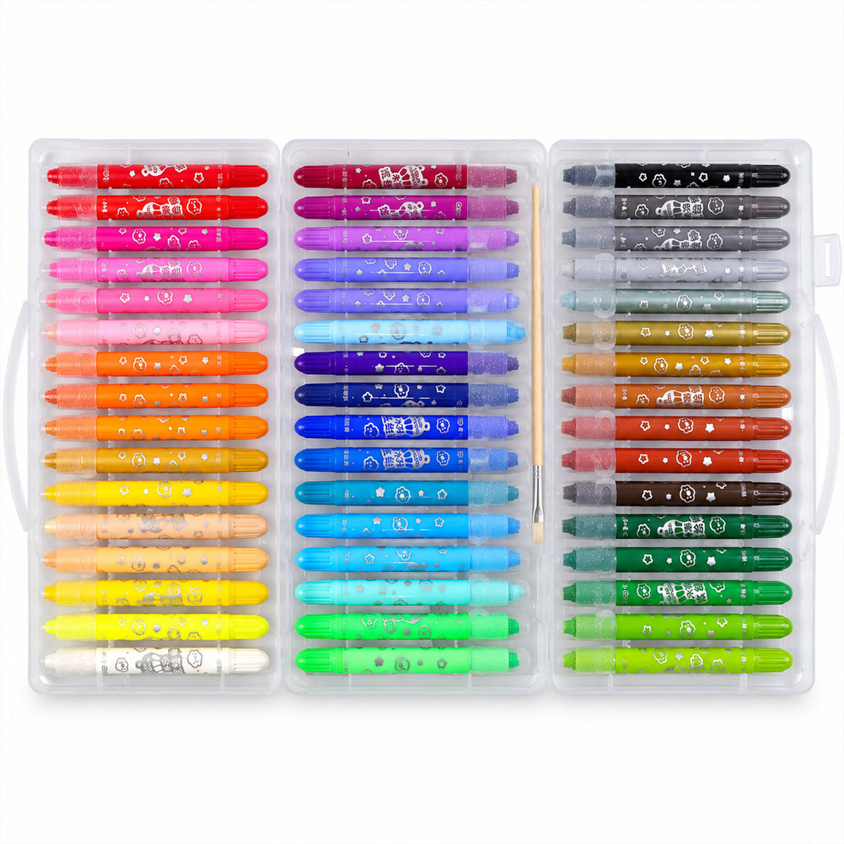 Water-Soluble Twist-Up Colour Crayons with Brush and Carry Case (48 Pc)