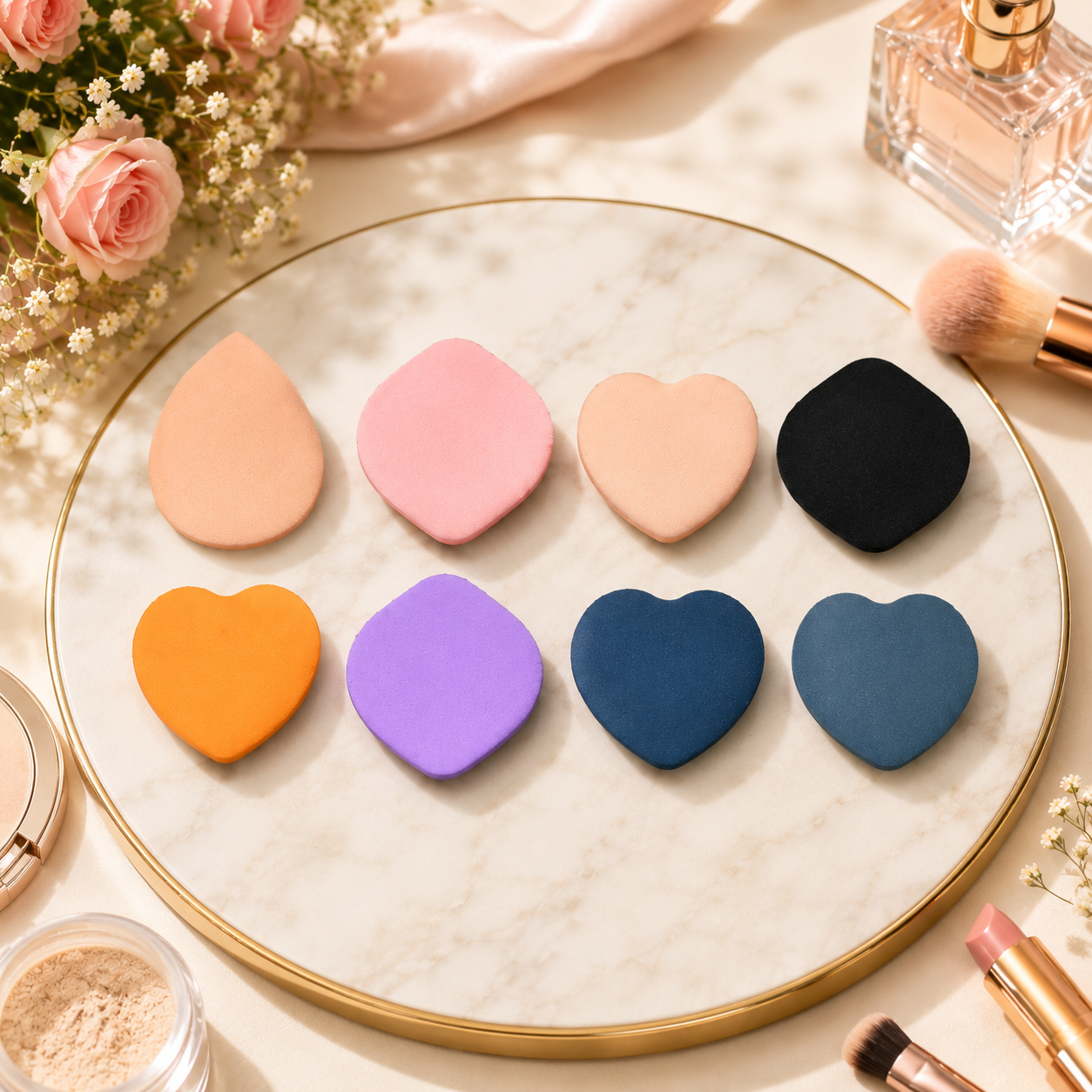 Mini Finger Makeup Powder Puff – Precise 8-Pcs Multicolor Set
