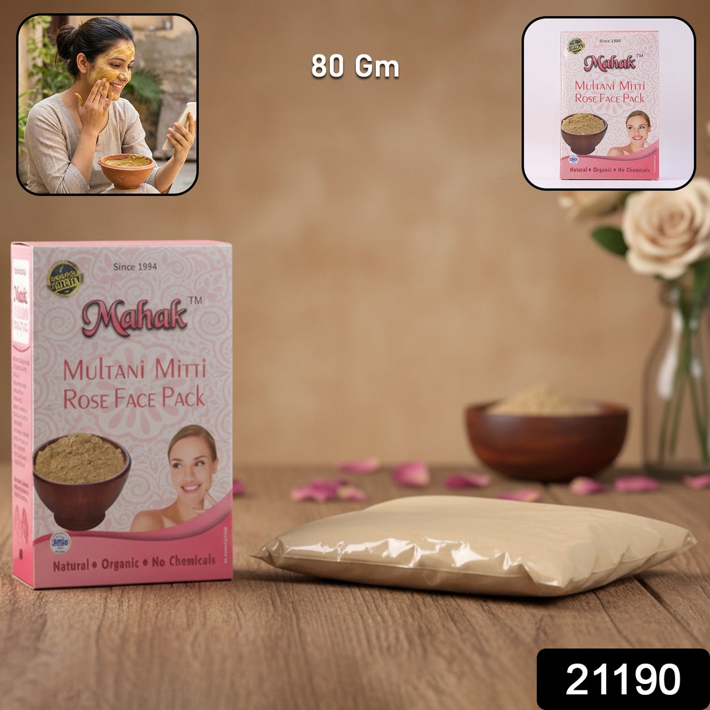 Herbal Multani Mitti & Rose Based Face Pack – 80 gm