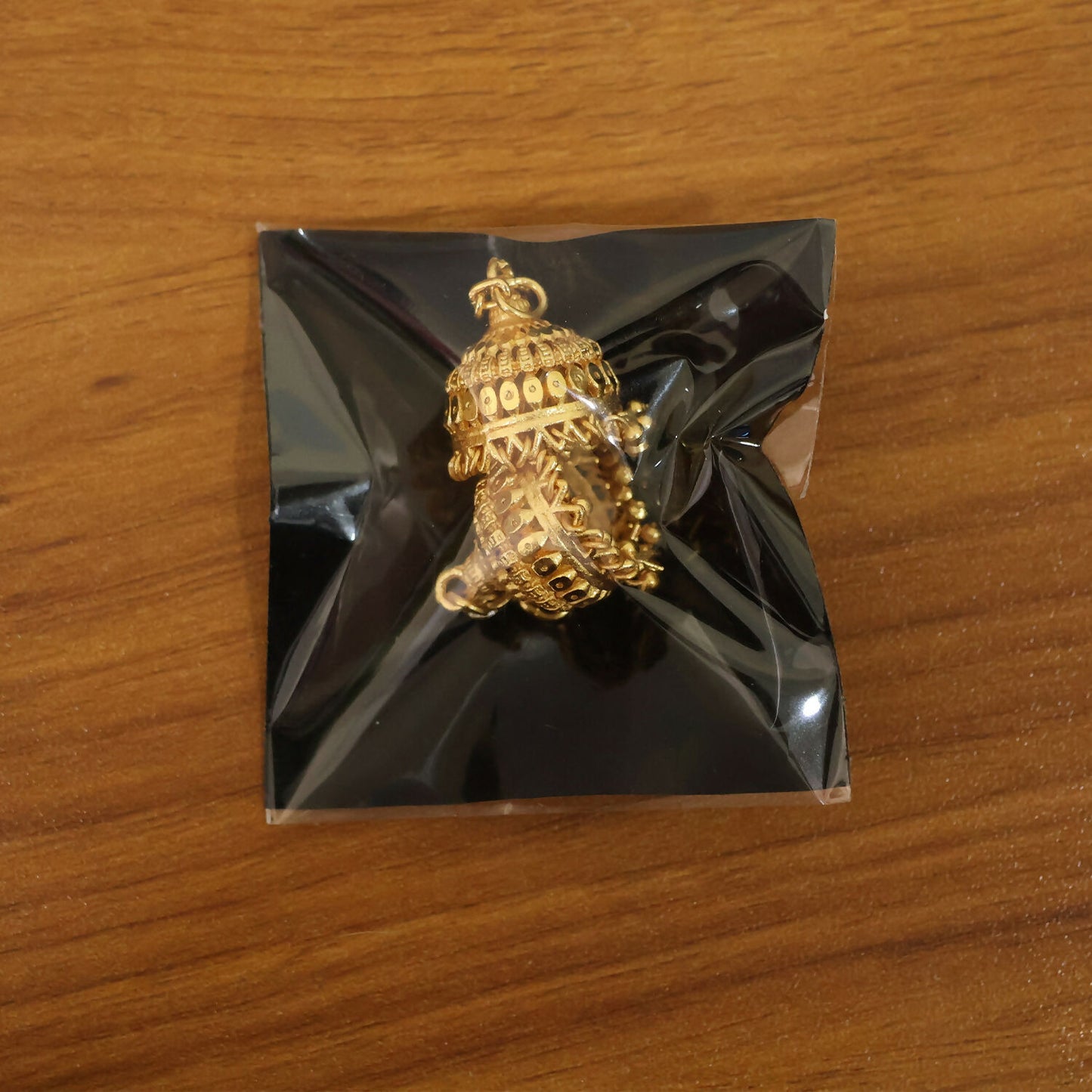 Traditional Gold-Finish Pearl Drop Jhumka with Classic Dome Design