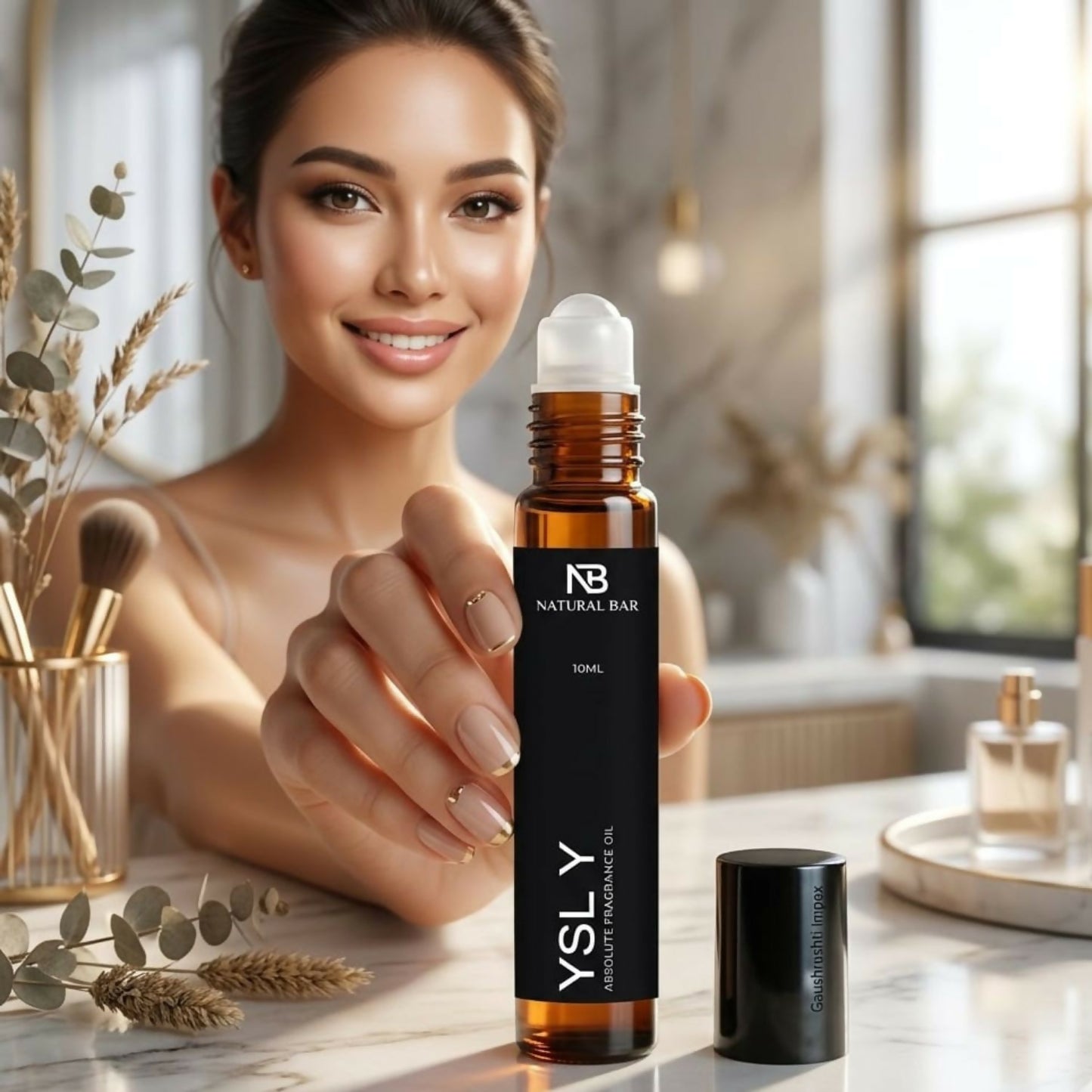 Close-up of non alcohol fragrance roll-on applicator