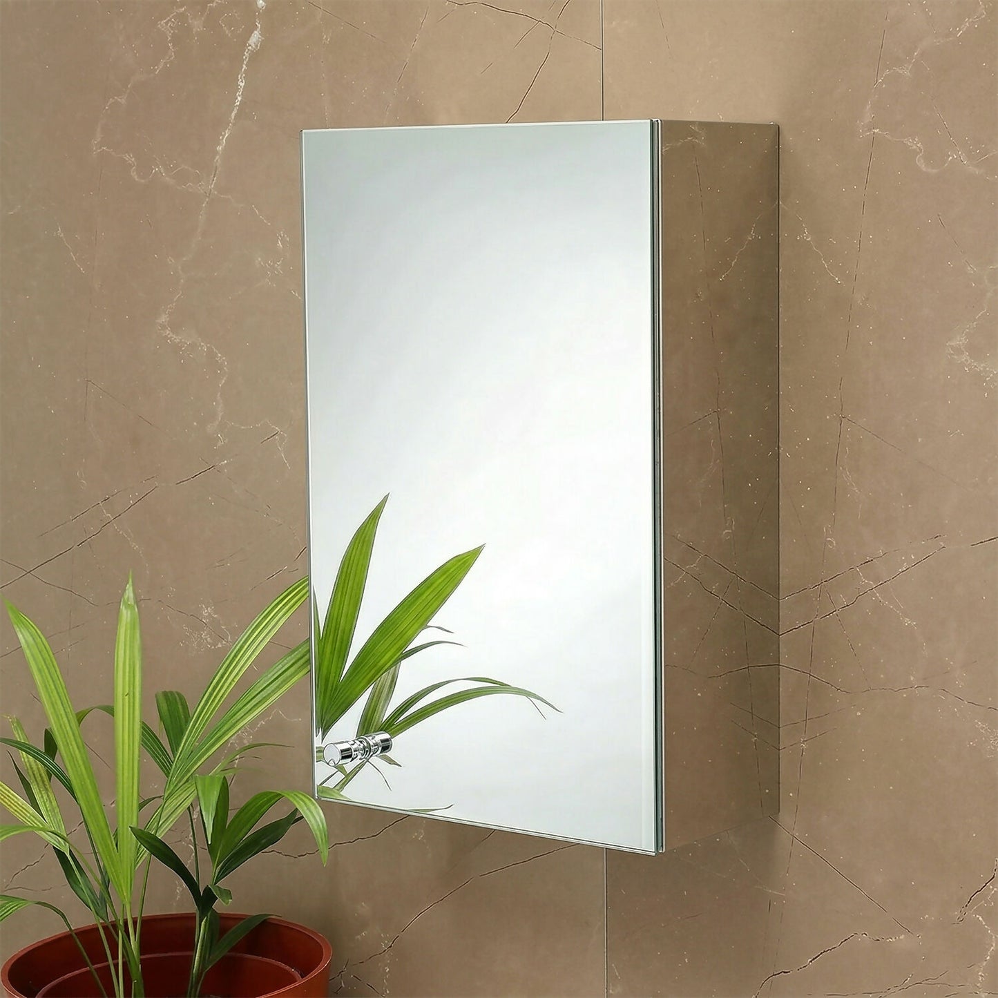 Wall Mounted Mirror Cabinet with Storage, HD Mirror Door Bathroom Organizer with Multi Shelf Storage & Modern Design