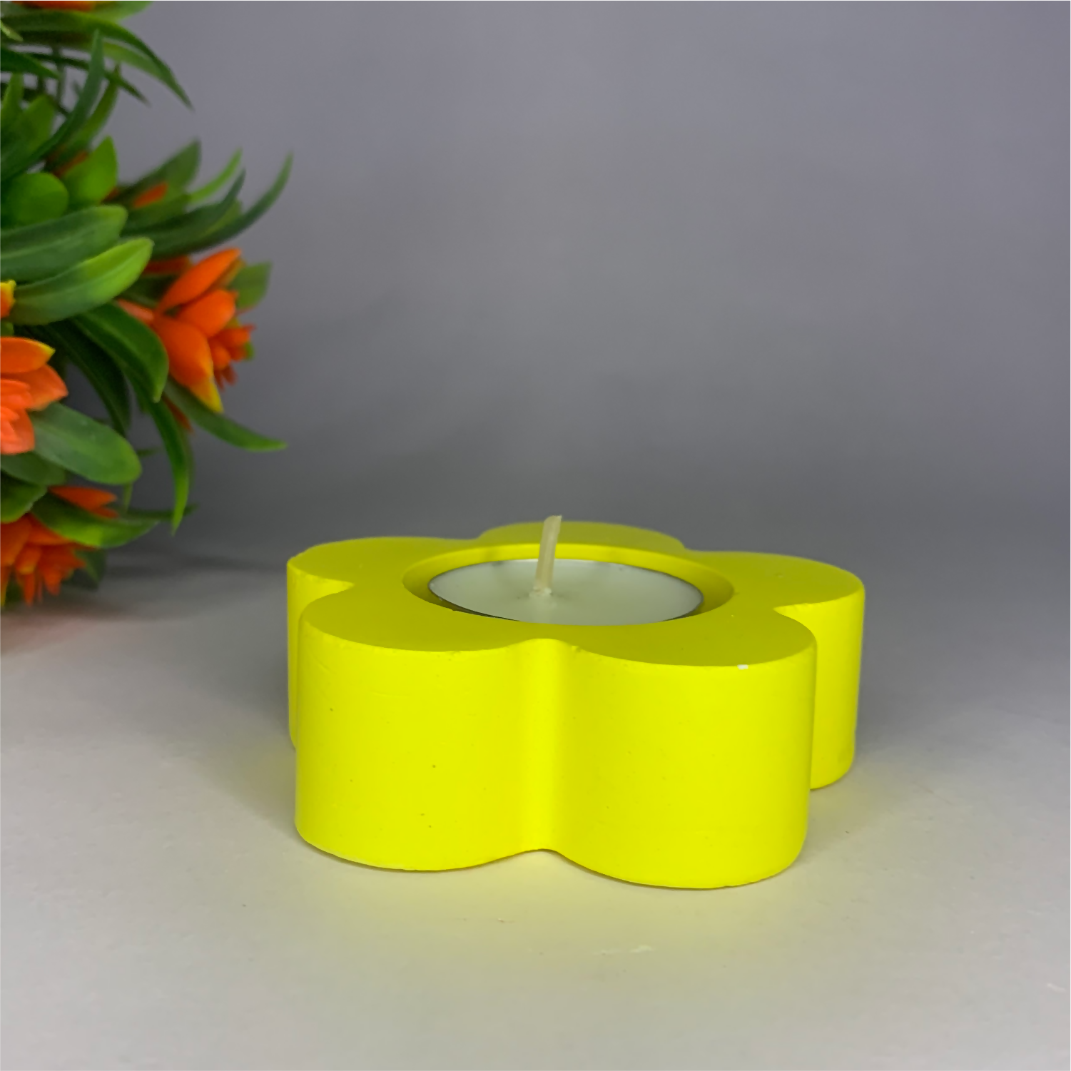 Flower Diya yellow tealight candle Elegant Home Decor Handmade