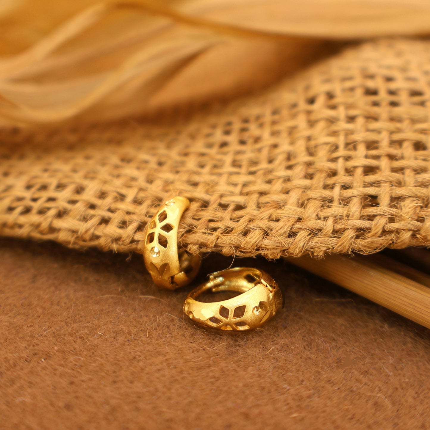 Gold Filigree Huggie Earrings kan ki bali for women and girl