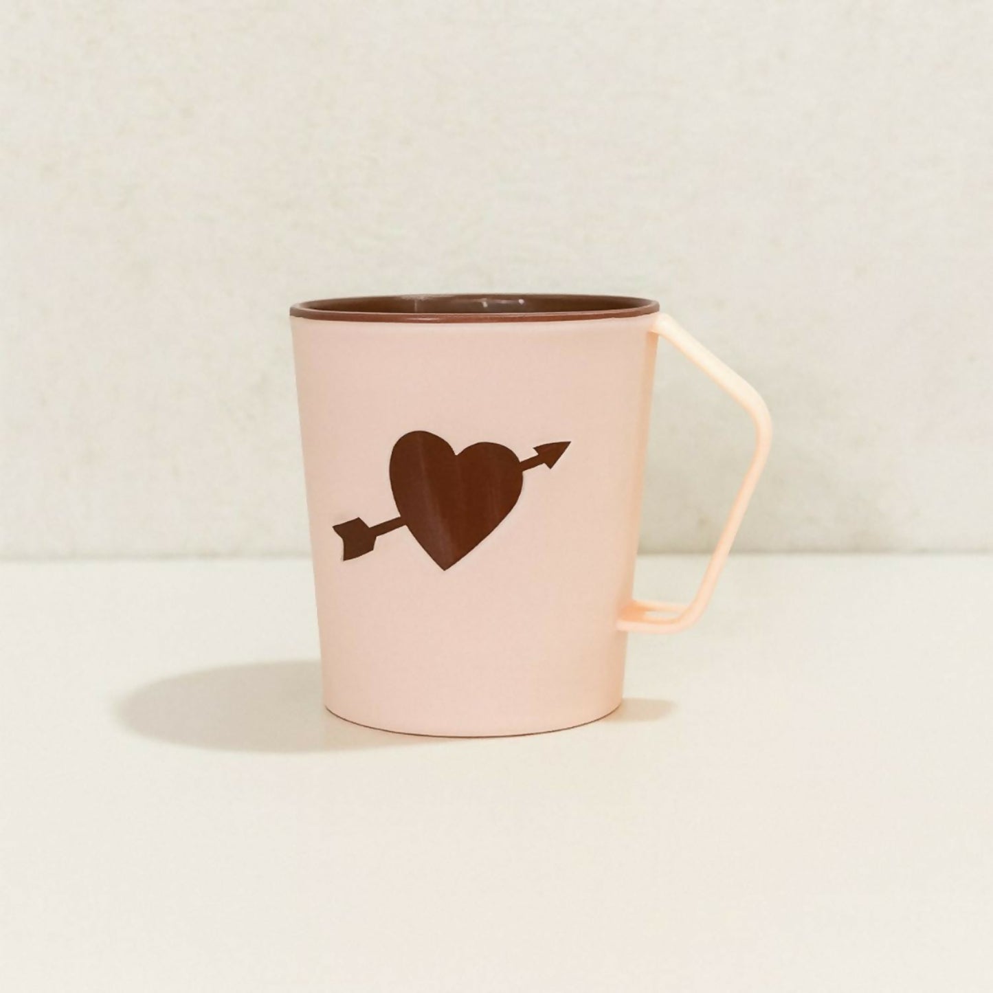 Premium Heart-Design Unbreakable Plastic Mug for Kids & Adults | Cute Lightweight BPA-Free Drinking Cup with Heart & Arrow Cutout | Durable Water, Milk, Coffee, Juice Mug for Home, Office, School & Gifting