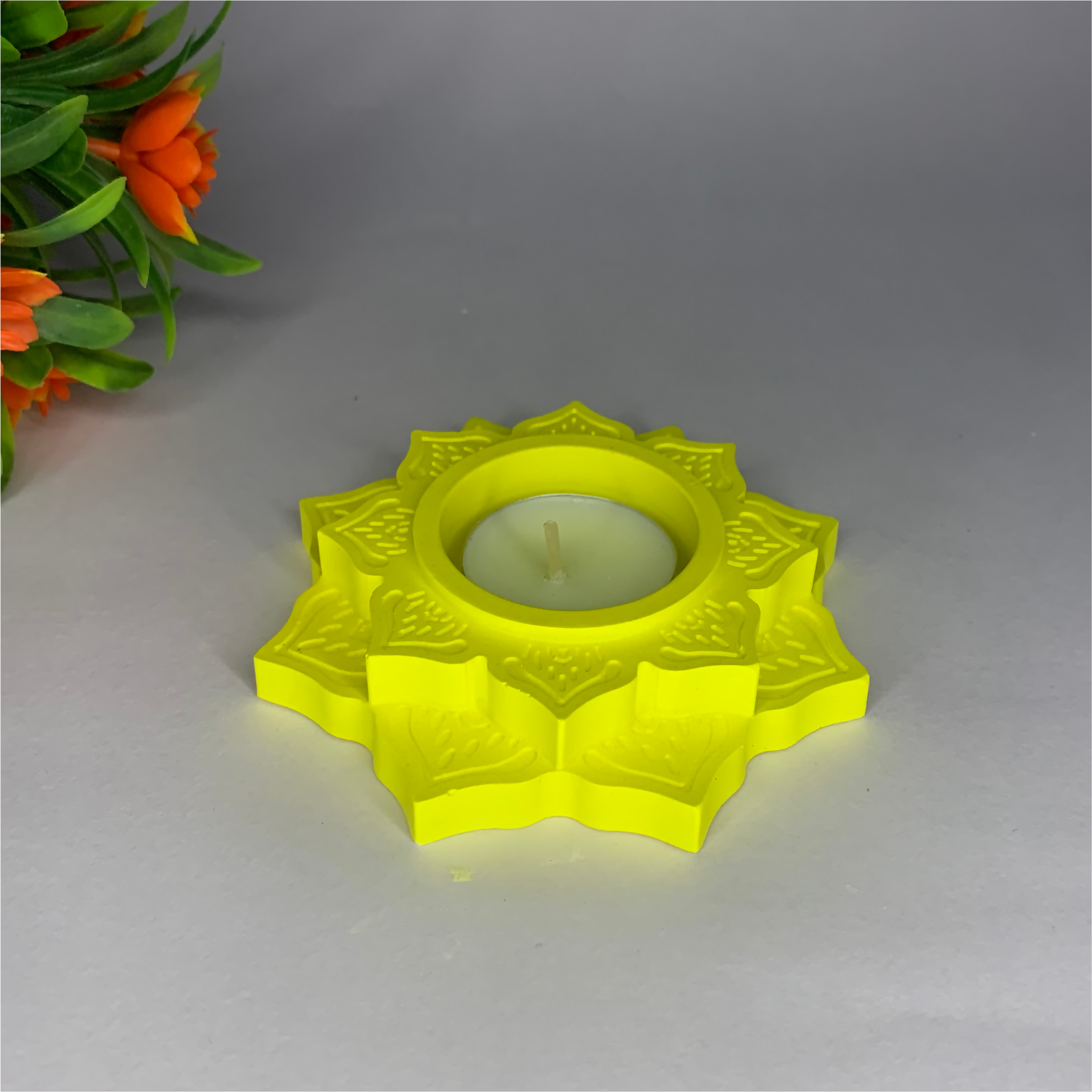 Lotus Diya yellow tealight candle