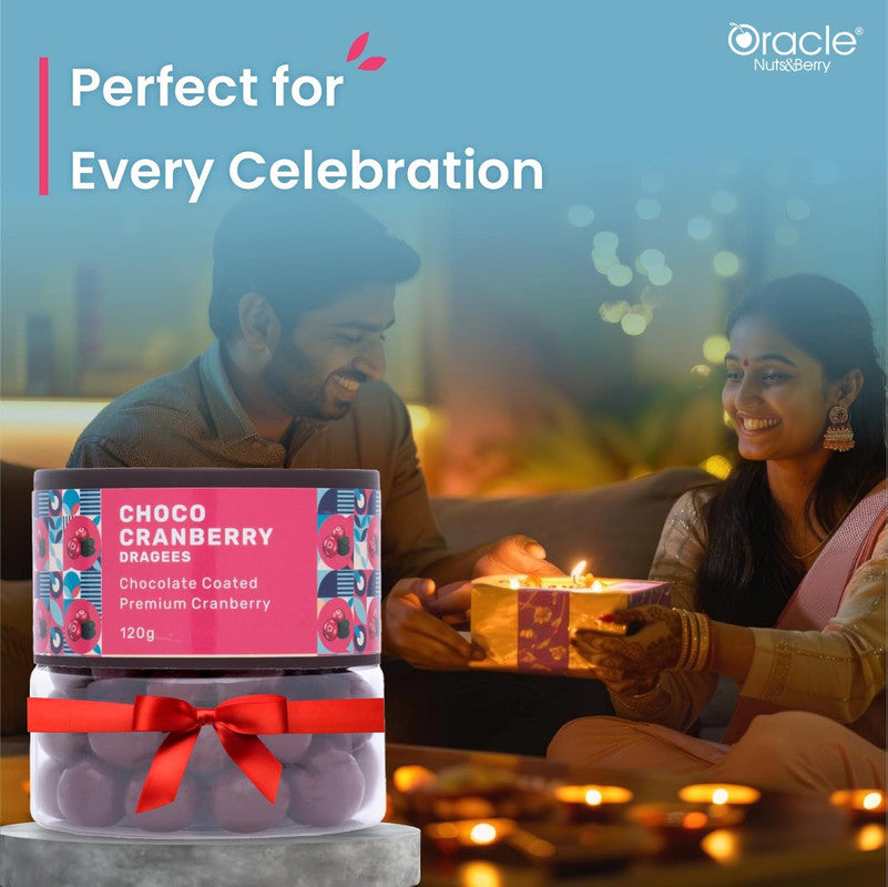 Oracle Choco Cranberry Dragees – Chocolate Coated Premium Cranberries (120gm)