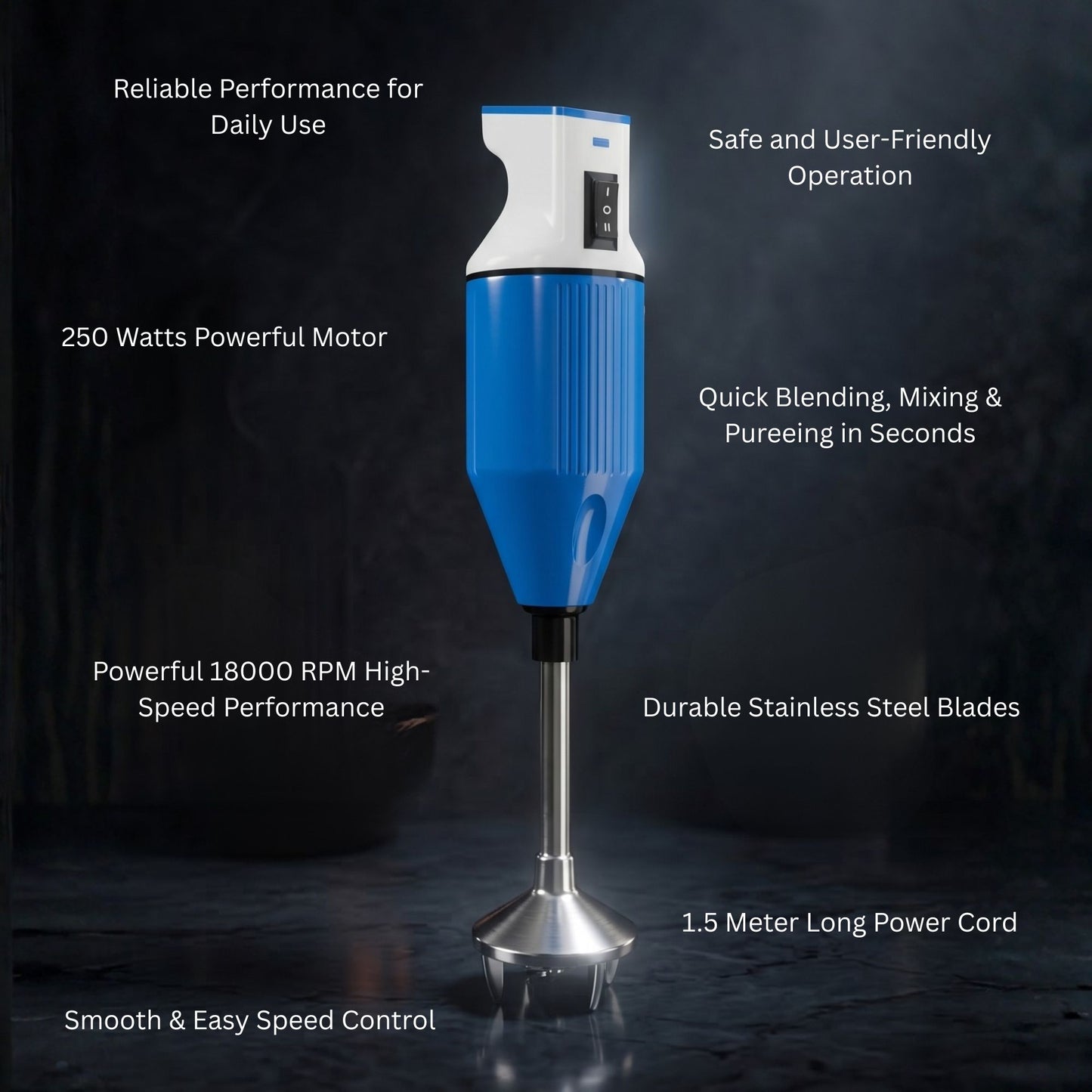 ZADAP RHB-121 250W Hand Blender | Dual Hot & Cold Blending (Blue)